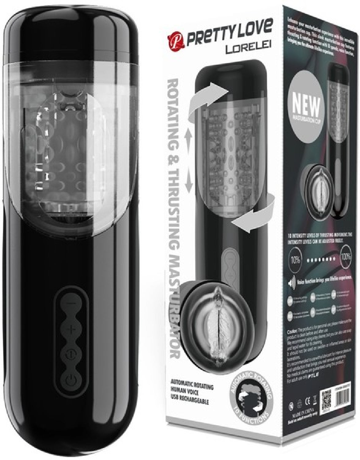 Pretty Love Lorelei – Rotating and Thrusting Male Masturbator with 10 Speeds