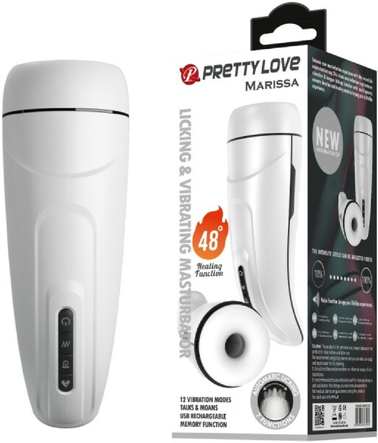 Pretty Love Marissa – Rechargeable Licking and Vibrating Masturbator with 7 Patterns and 12 Intensity Levels