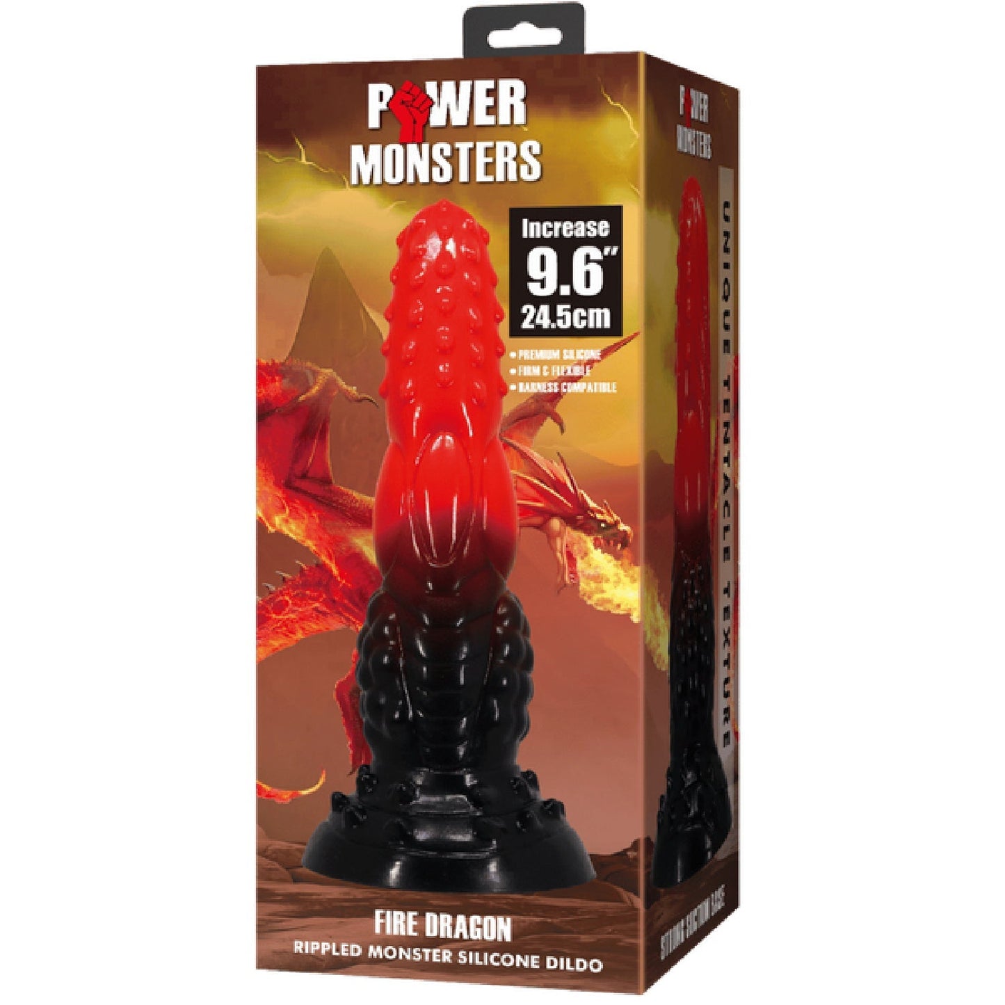 Fire Dragon 9.6 Inch – Rippled Texture Dildo with Suction Base