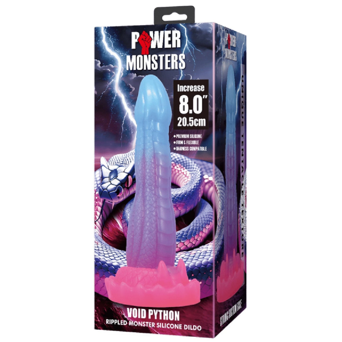 Void Python 8 Inch – Textured Silicone Dildo with Suction Base