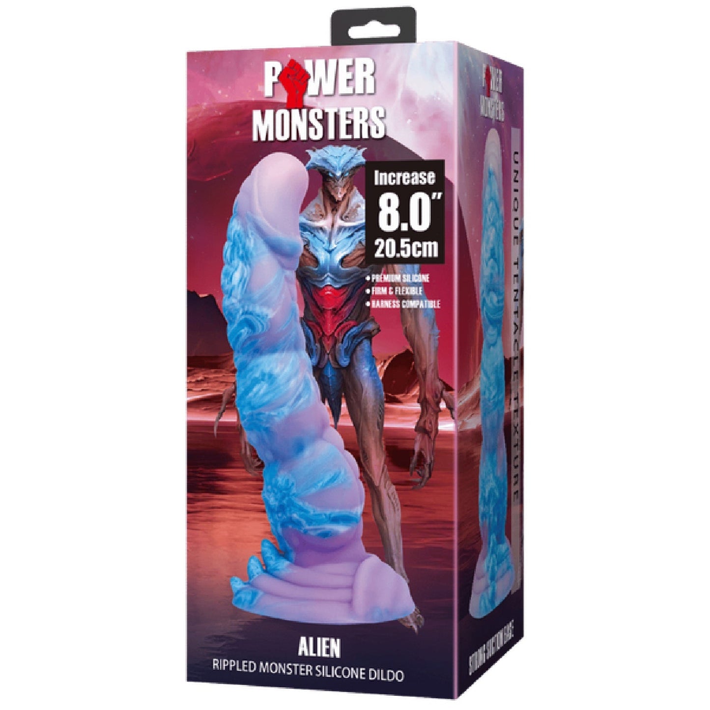 Alien 8 Inch Monster Dildo – Ribbed Texture with Suction Base