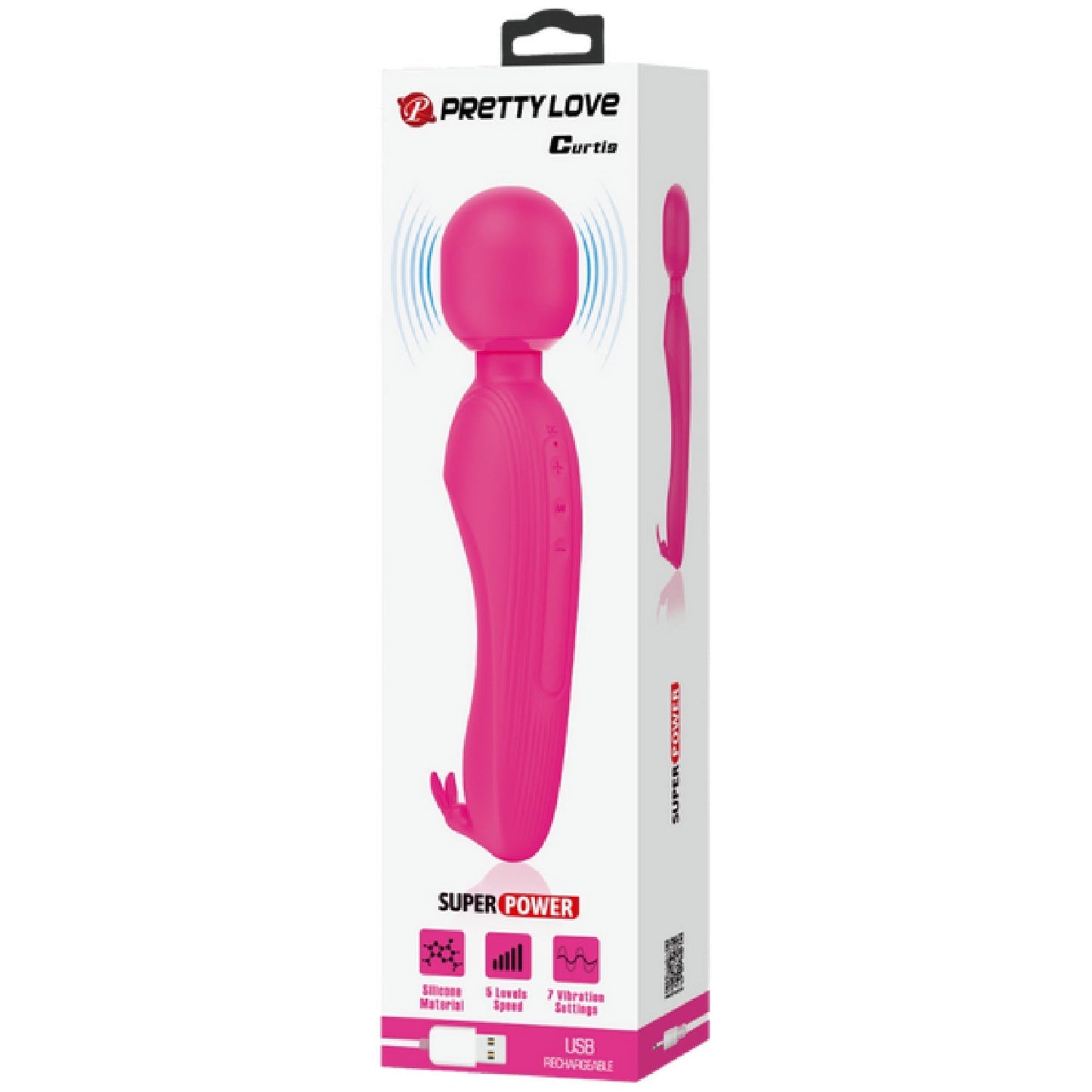 Pretty Love Curtis Wand – Rechargeable Silicone Wand Vibrator with Rabbit Ears