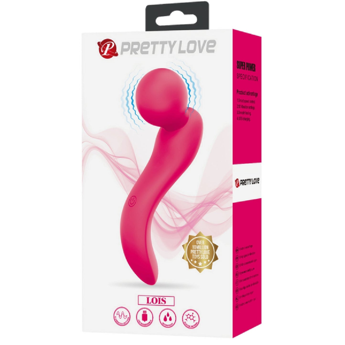 Lois Vibrator – Rechargeable Ultra-Powerful Cordless Water-Resistant Ergonomically Curved Wand Massager