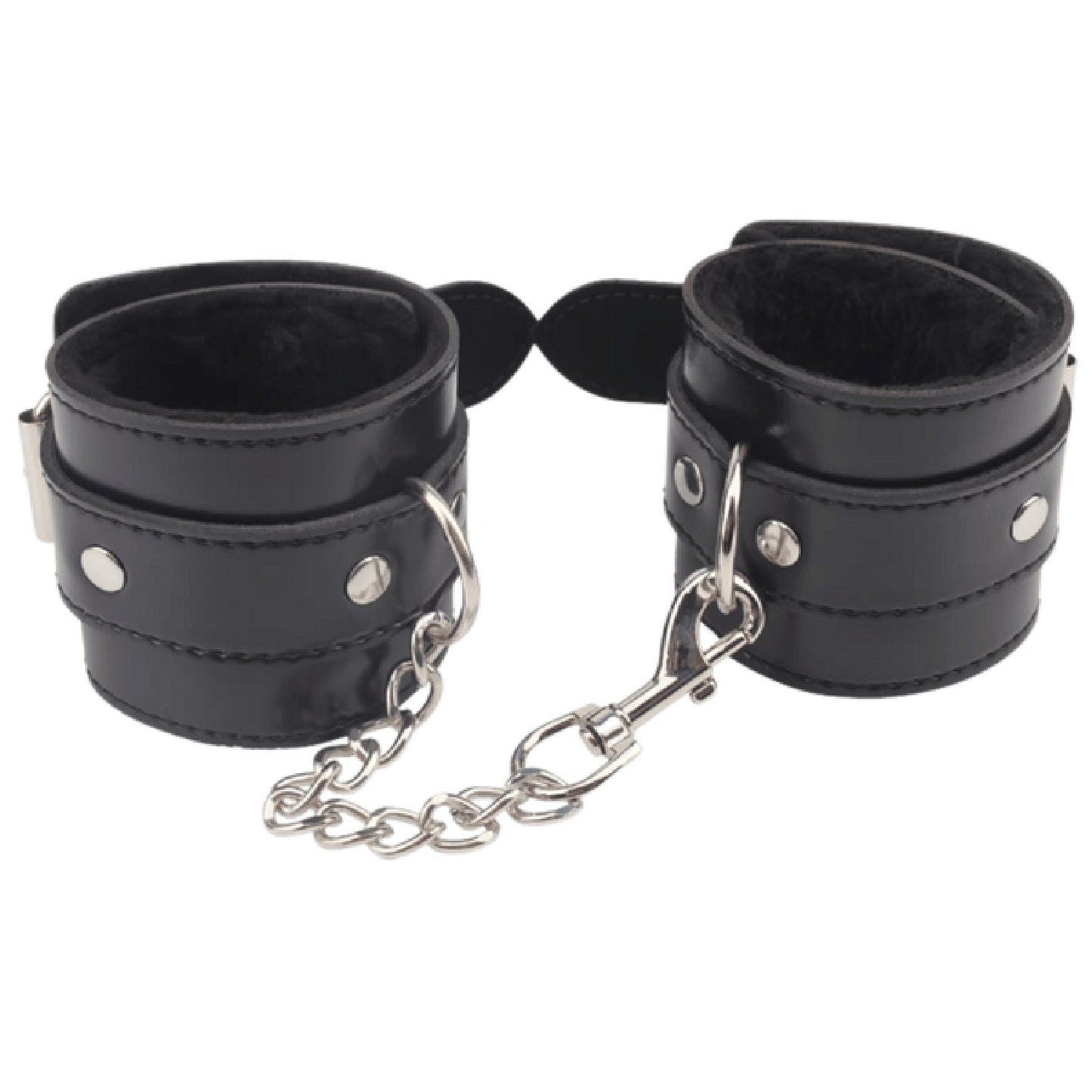 Obey Me Leather Hand Cuffs – Adjustable Metal Hook Handcuffs