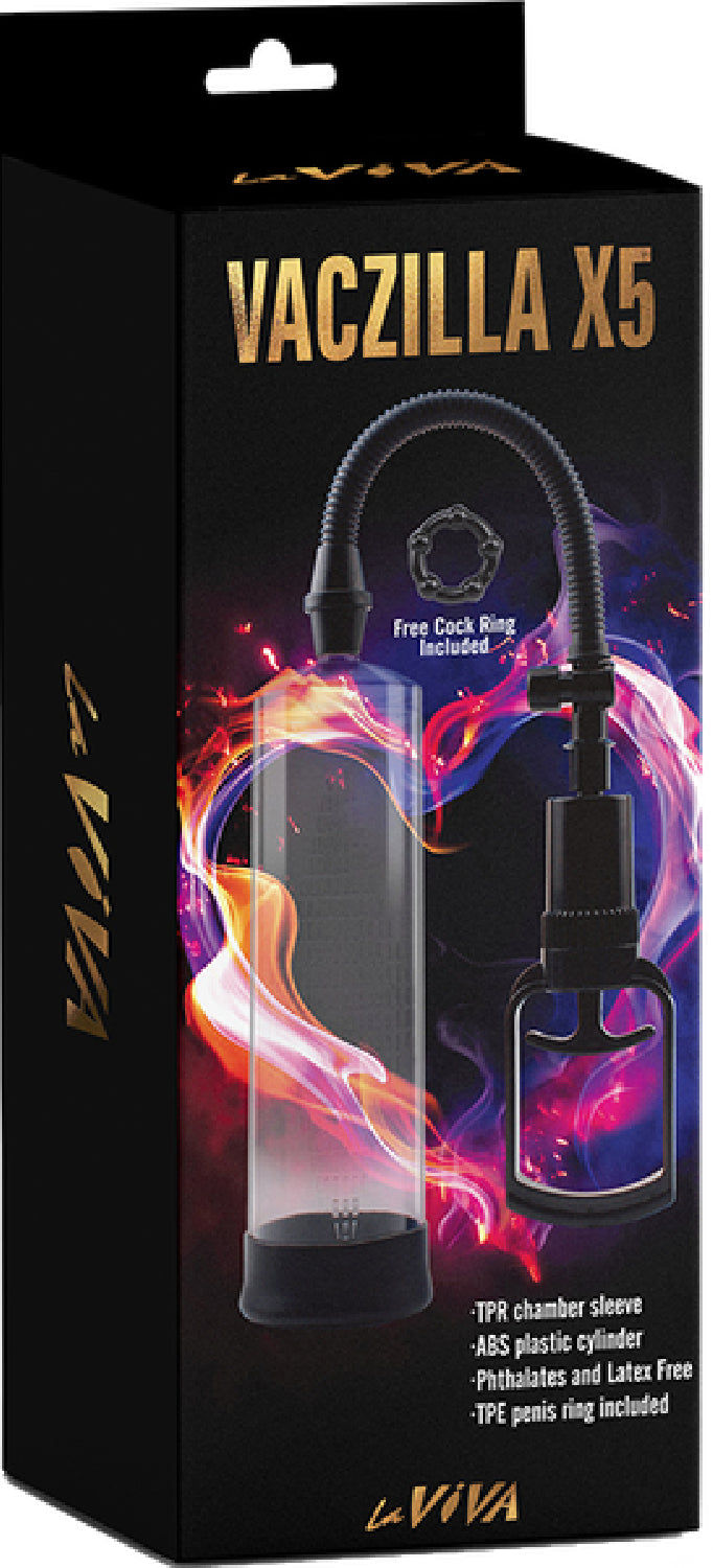 Vaczilla Penis Pump - Phthalate-Free, Latex-Free, 7.9 Inch, with TPE Ring and ABS Plastic Cylinder