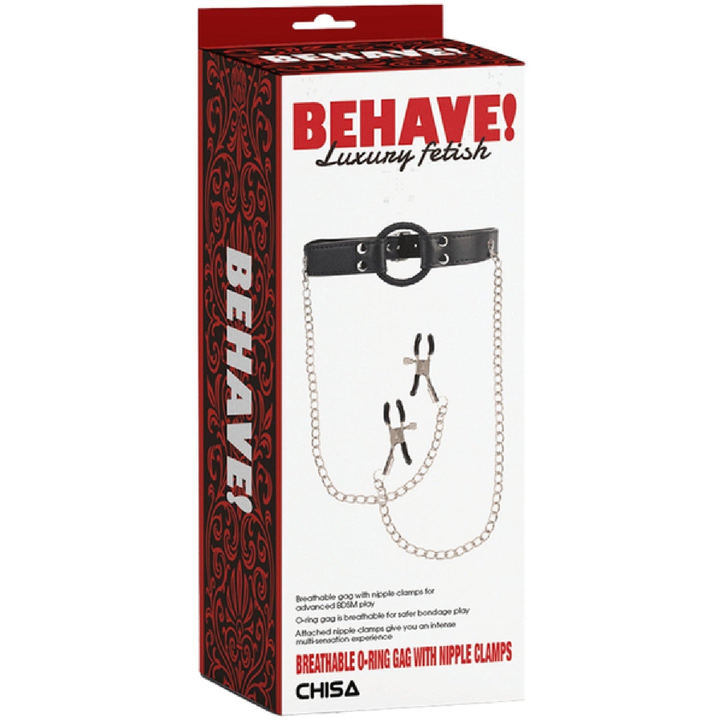 Breathable O-Ring Gag with Nipple Clamps – BDSM Accessory