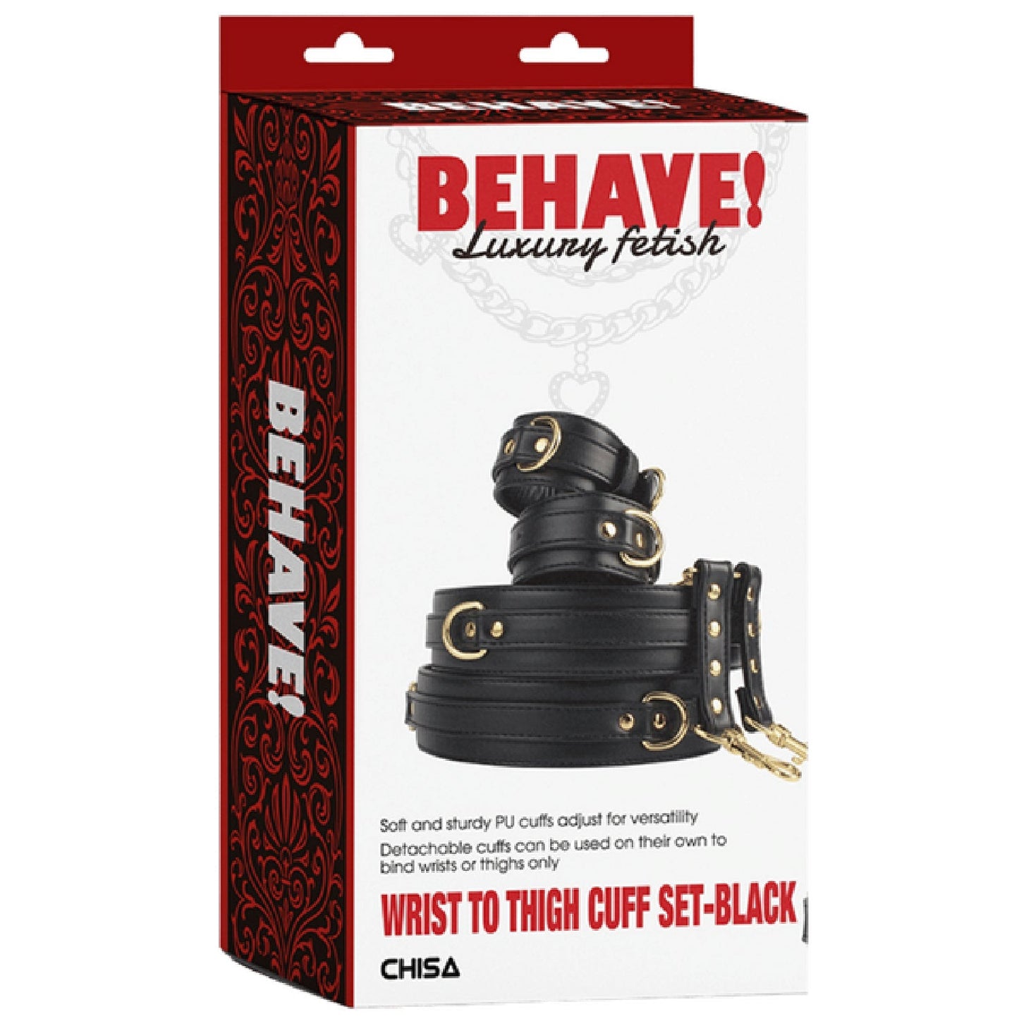 Wrist to Thigh Cuff Set – Adjustable Soft PU Cuffs Restraint Set