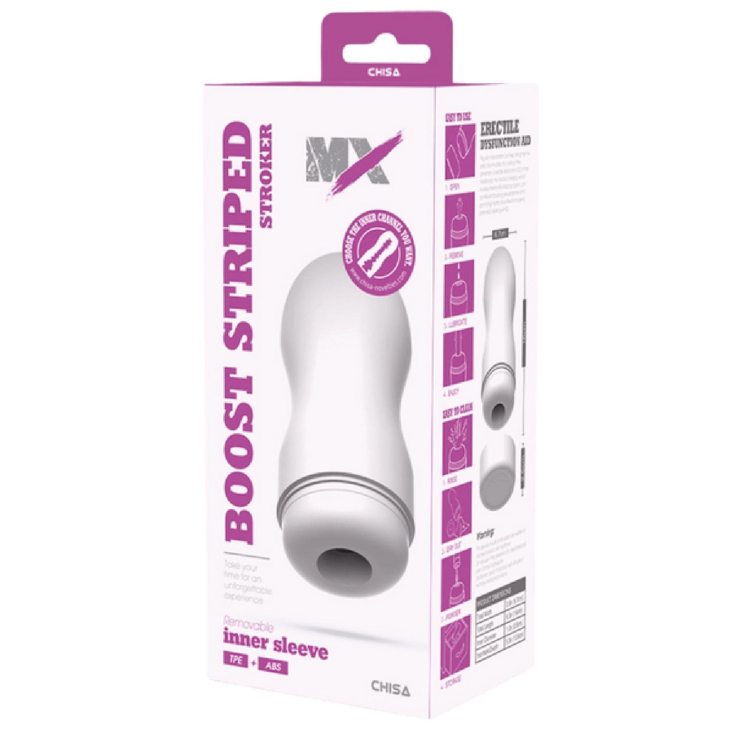 Boost Striped Stroker – Super-Soft 16cm Masturbator Sleeve