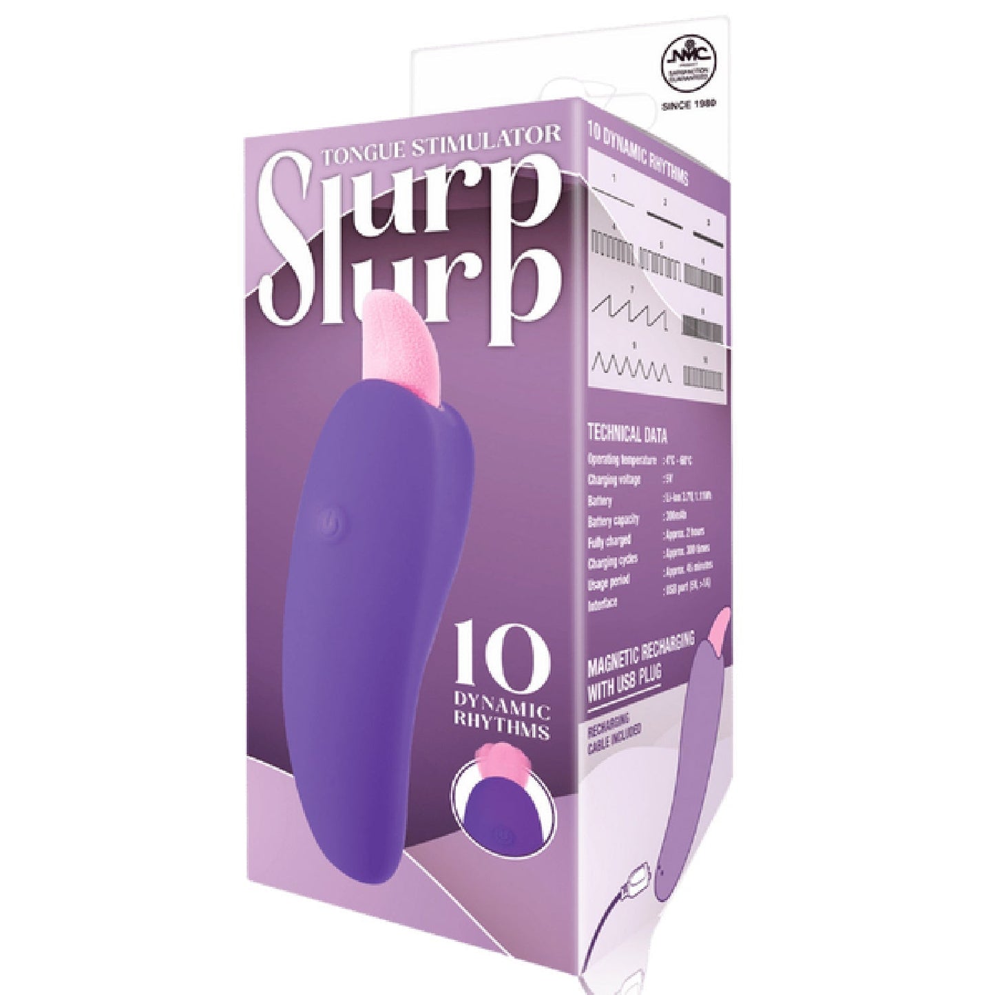 Slurp Slurp Tongue Stimulator – Magnetic Rechargeable 10 Rhythm Vibrator