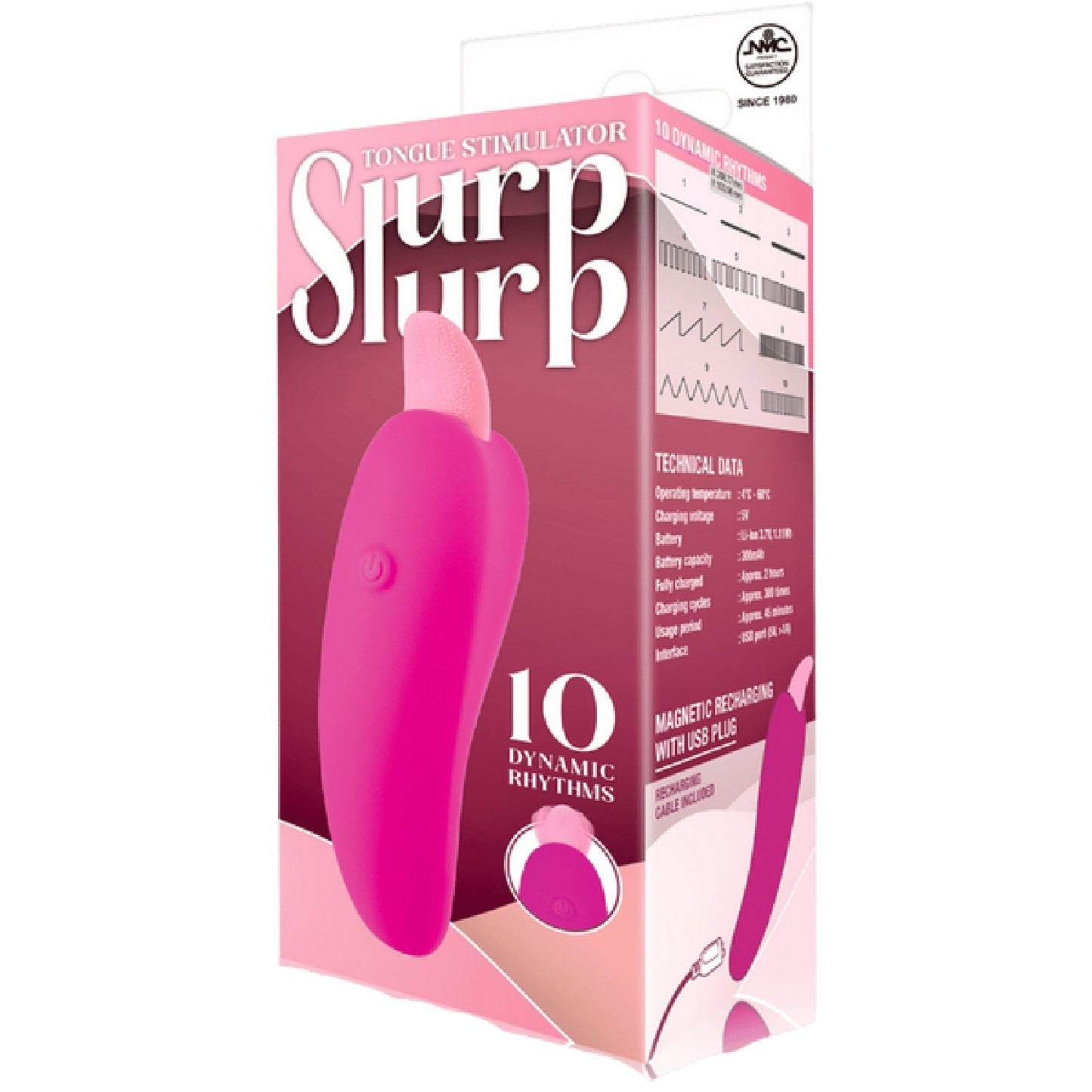 Slurp Slurp Tongue Stimulator – Magnetic Rechargeable 10 Rhythm Vibrator