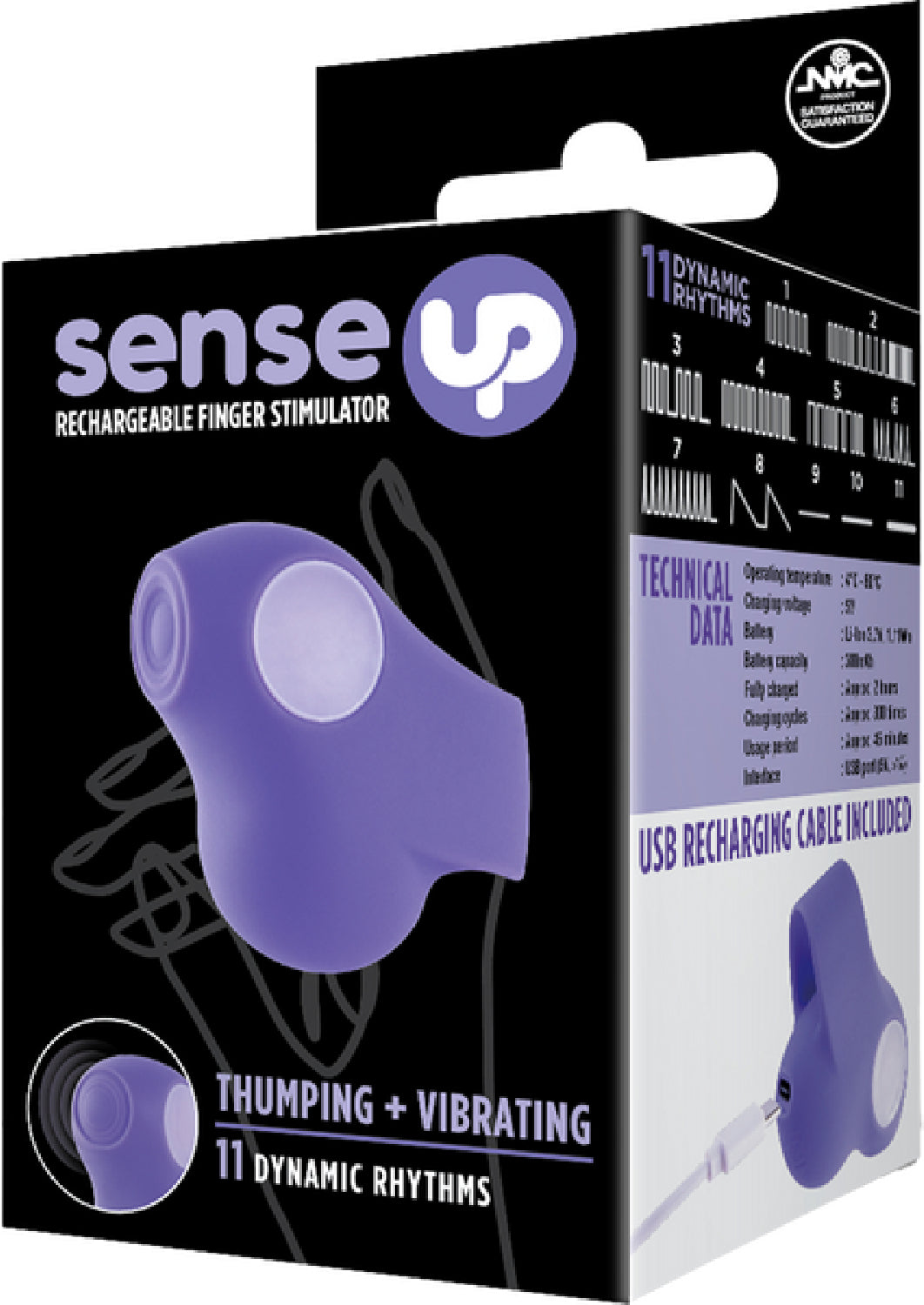 Rechargeable Finger Stimulator (Purple) – 11 Rhythm Thumping and Vibrating Finger Vibrator