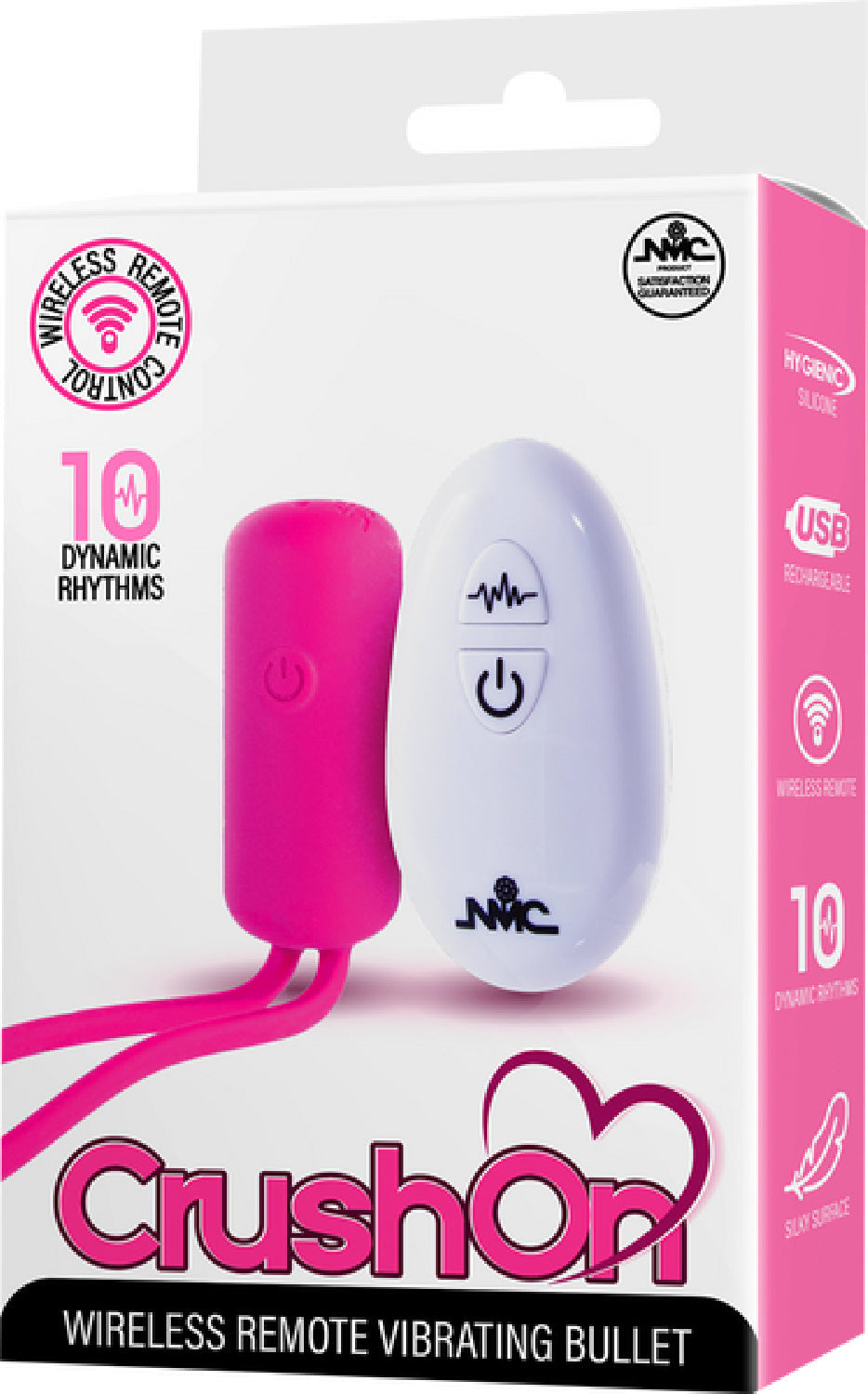 Crush On - Wireless Remote Vibrating Bullet – USB Rechargeable Silicone Bullet Vibrator