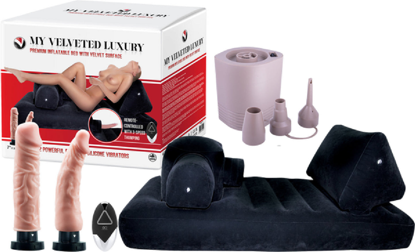 Premium Inflatable Bed with Velvet Surface and 2 Silicone Vibrators – Remote-Controlled Bed Set