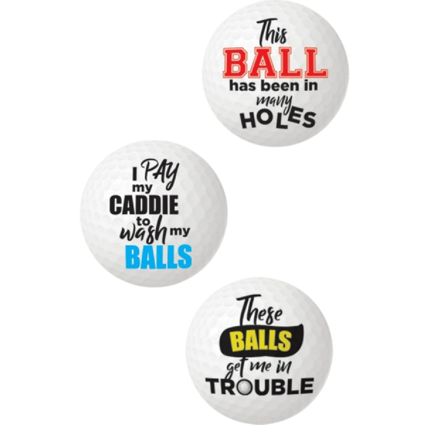 Balls Deep Novelty Golf Balls – Set of 3 Humorous Golf Ball Set