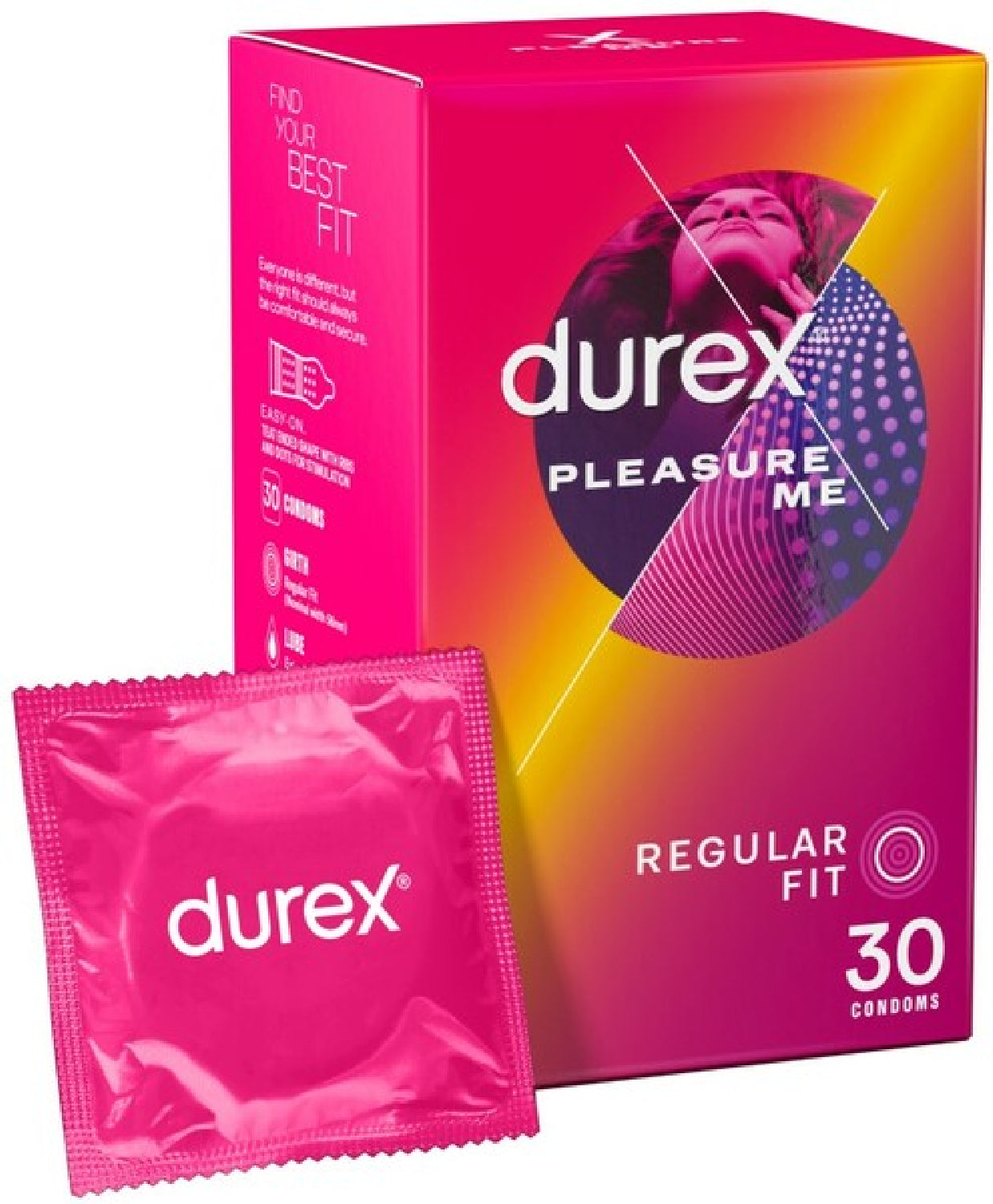 Durex Pleasure Me – Ribbed and Dotted Condoms 30 Pack for Extra Stimulation