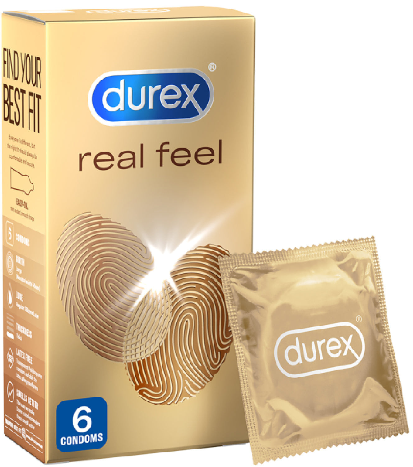 Durex RealFeel – Non-Latex Condoms 56mm Natural Skin Feeling 6 Pack