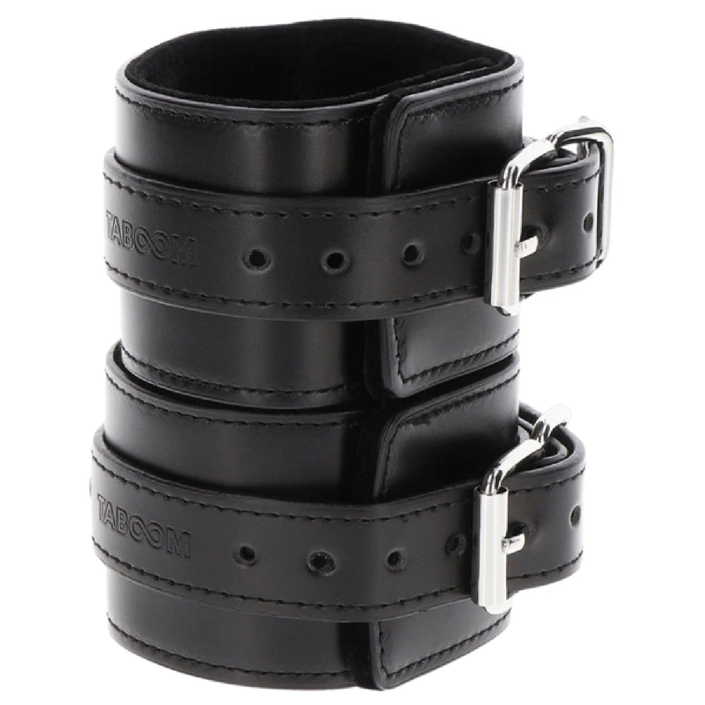 Taboom Wrist Cuffs – Adjustable Vegan Leather Bondage Wrist Cuffs with Velvet Lining