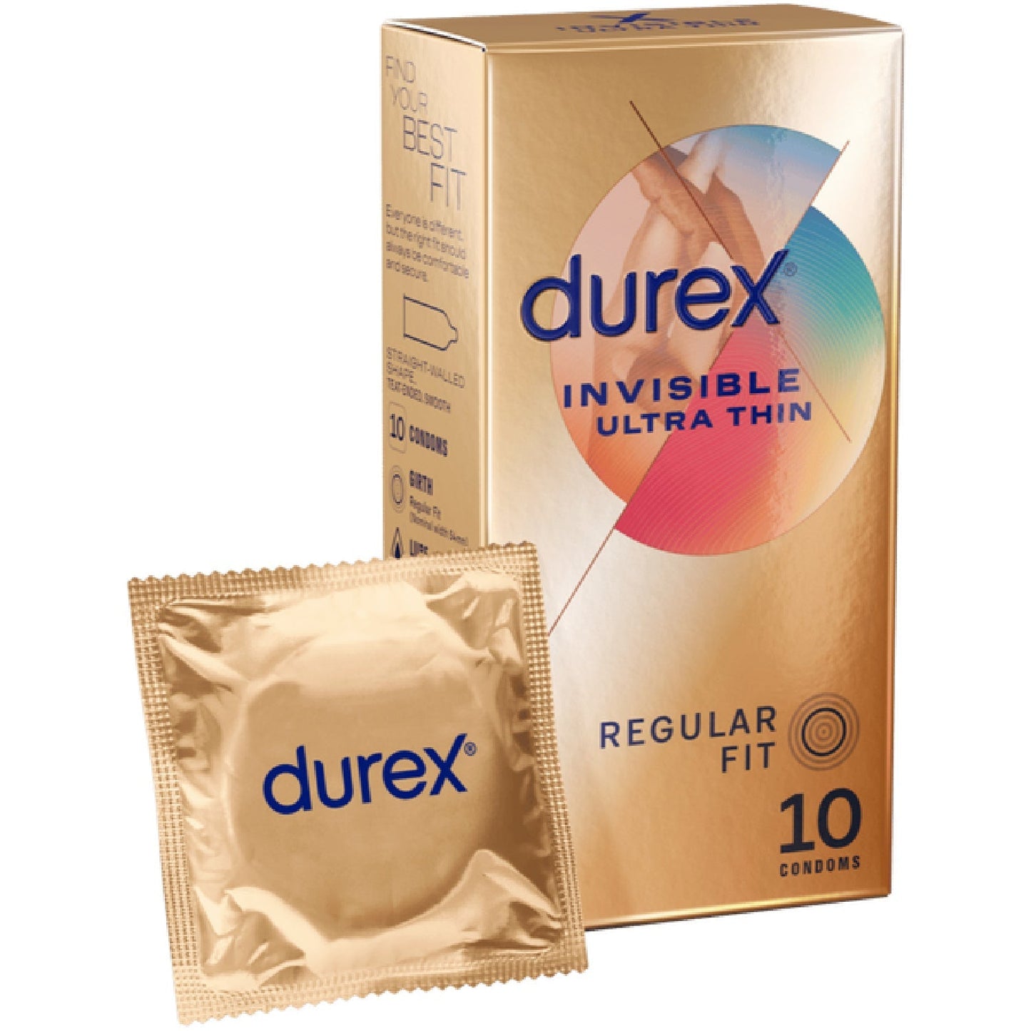 Durex Invisible Regular – Ultra Thin 54mm Nominal Width Condoms 10 Pack