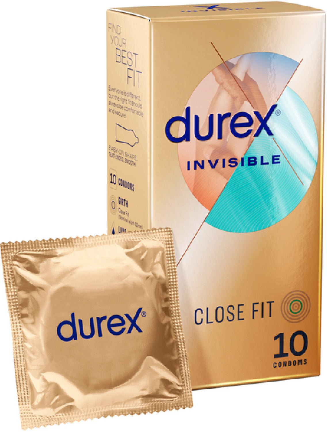 Durex Invisible Close Fit – Ultra-Thin Natural Rubber Latex Condoms 10 Pack