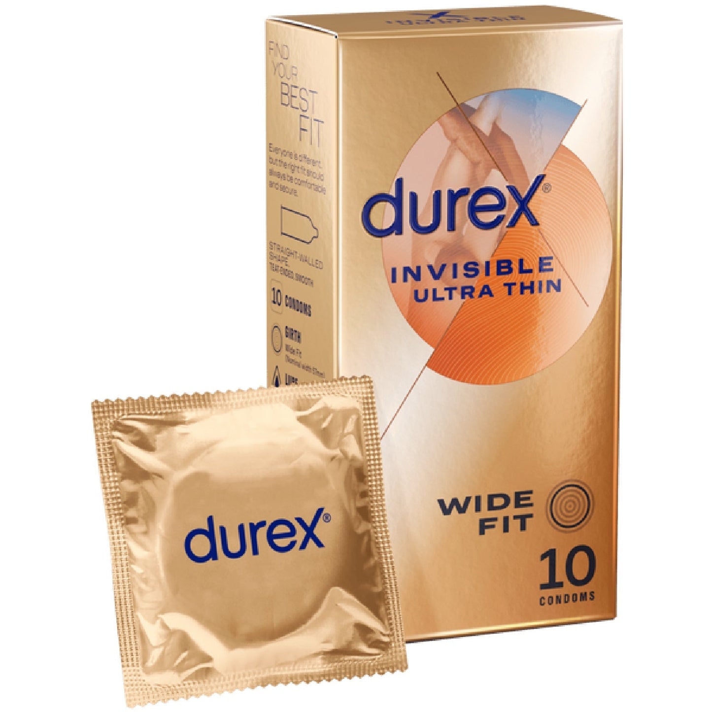 Durex Invisible Wide Fit – Extra Thin 57mm Latex Condom 10 Pack
