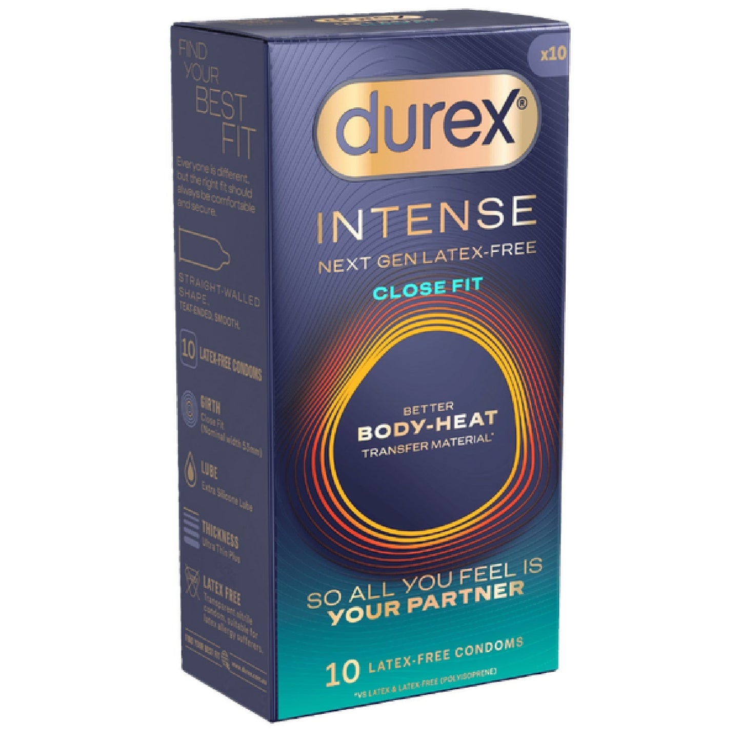 Durex Intense Close Fit – Next-Gen Latex-Free Premium Condoms 10 Pack