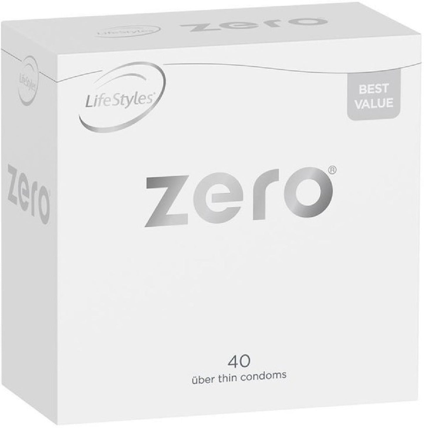 LifeStyles Zero – Ultra-Thin 52mm Nominal Width Lubricated Condoms 40 Pack