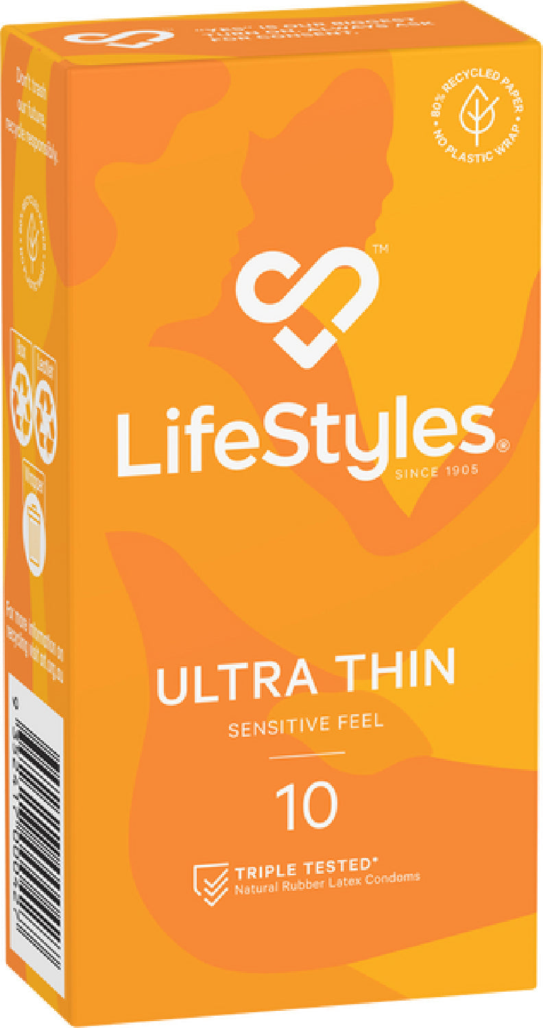 LifeStyles Ultra Thin Condoms – Micro-Thin 53mm Nominal Width Condoms 10 Pack