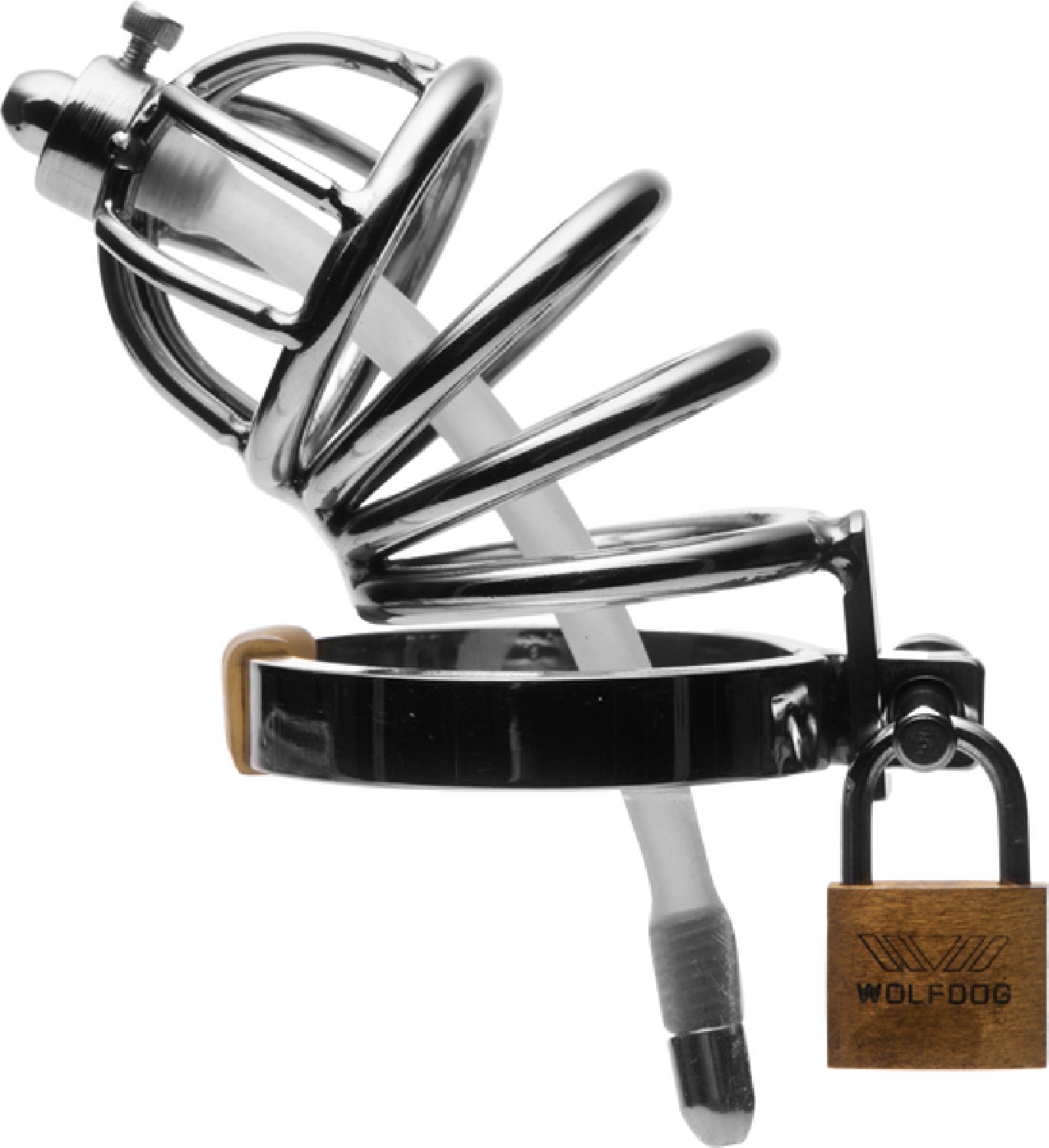 Stainless Steel Chastity Cage With Removable Silicone Urethral Plug – Penis Plug
