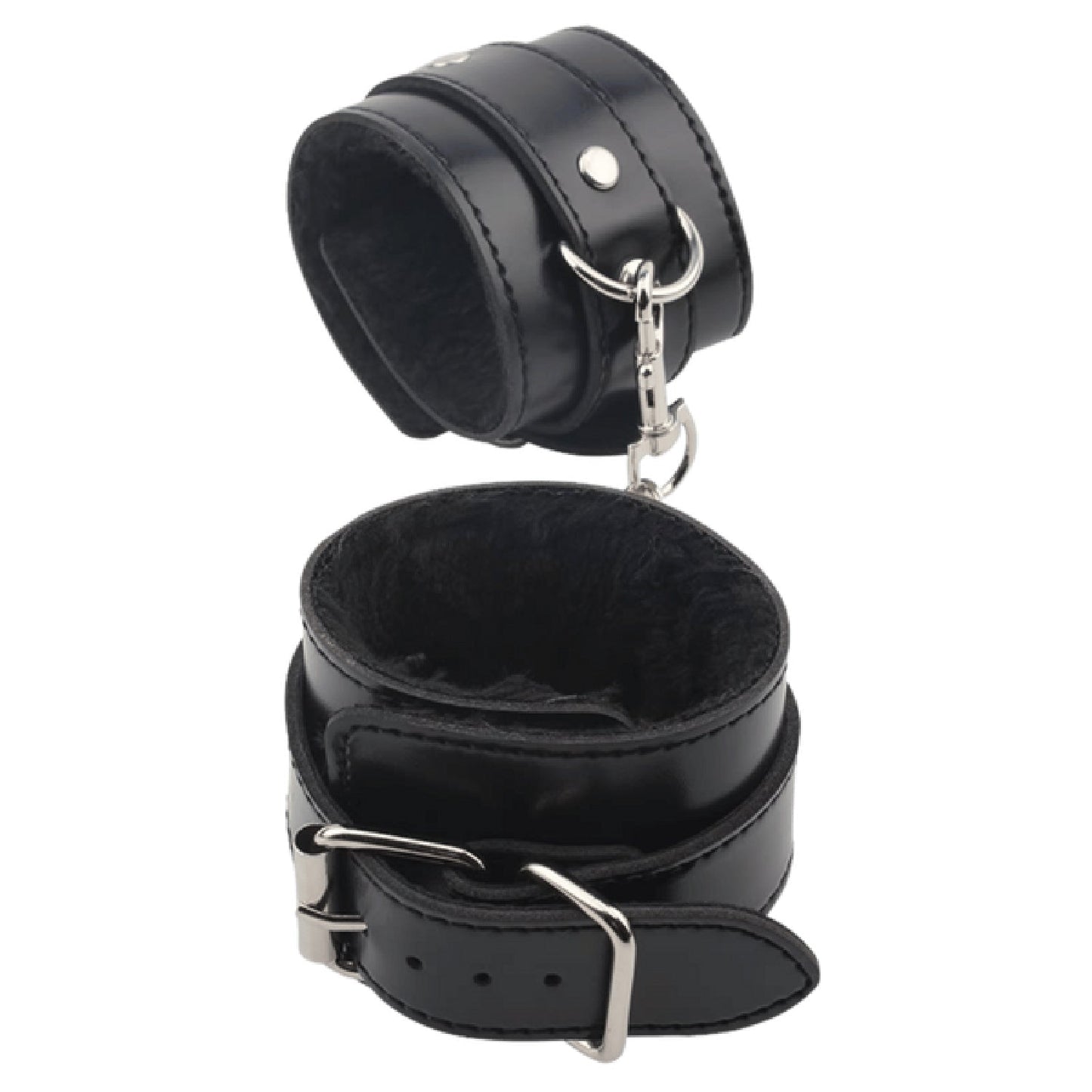 Obey Me Leather Hand Cuffs – Adjustable Metal Hook Handcuffs