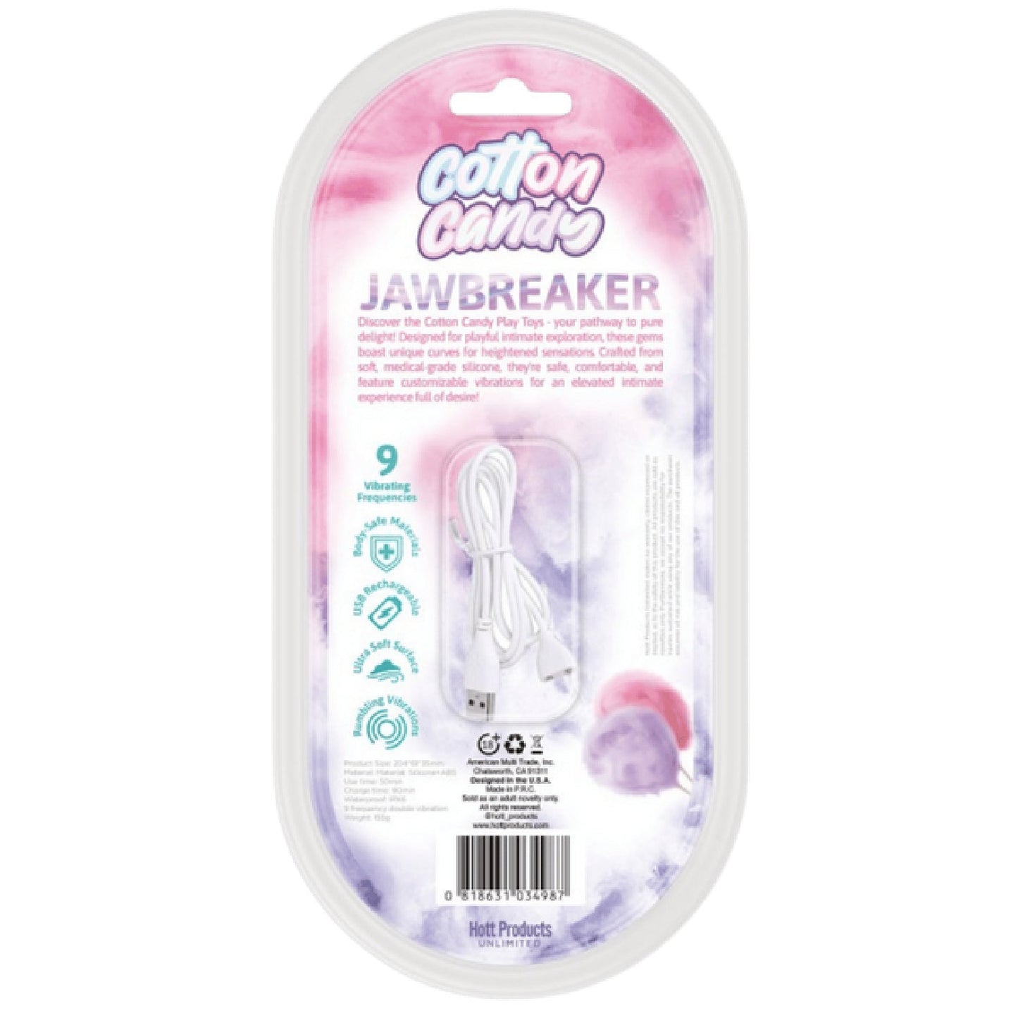 Jawbreaker Cotton Candy – Medical-Grade Silicone Vibrator with Customizable Vibrations