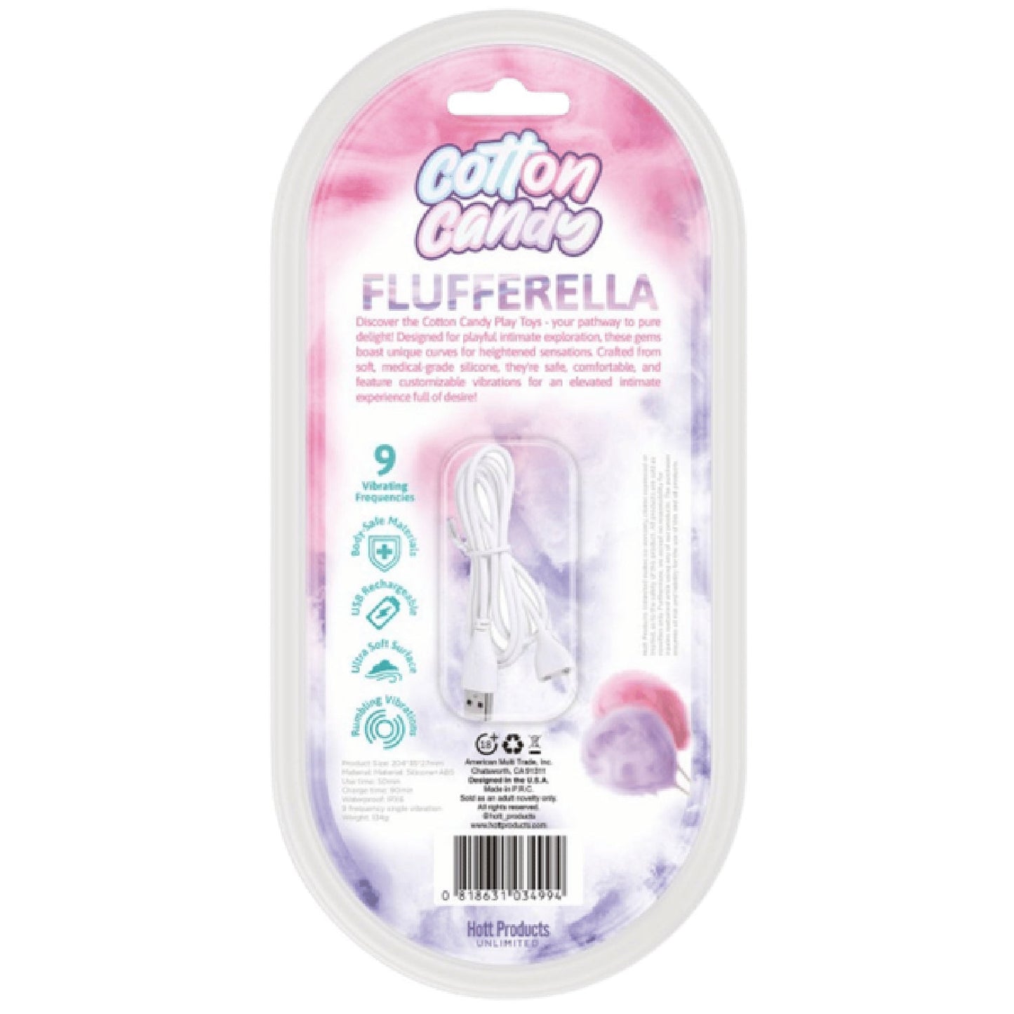 Flufferella Cotton Candy – Medical-Grade Silicone Vibrator with Customizable Vibrations