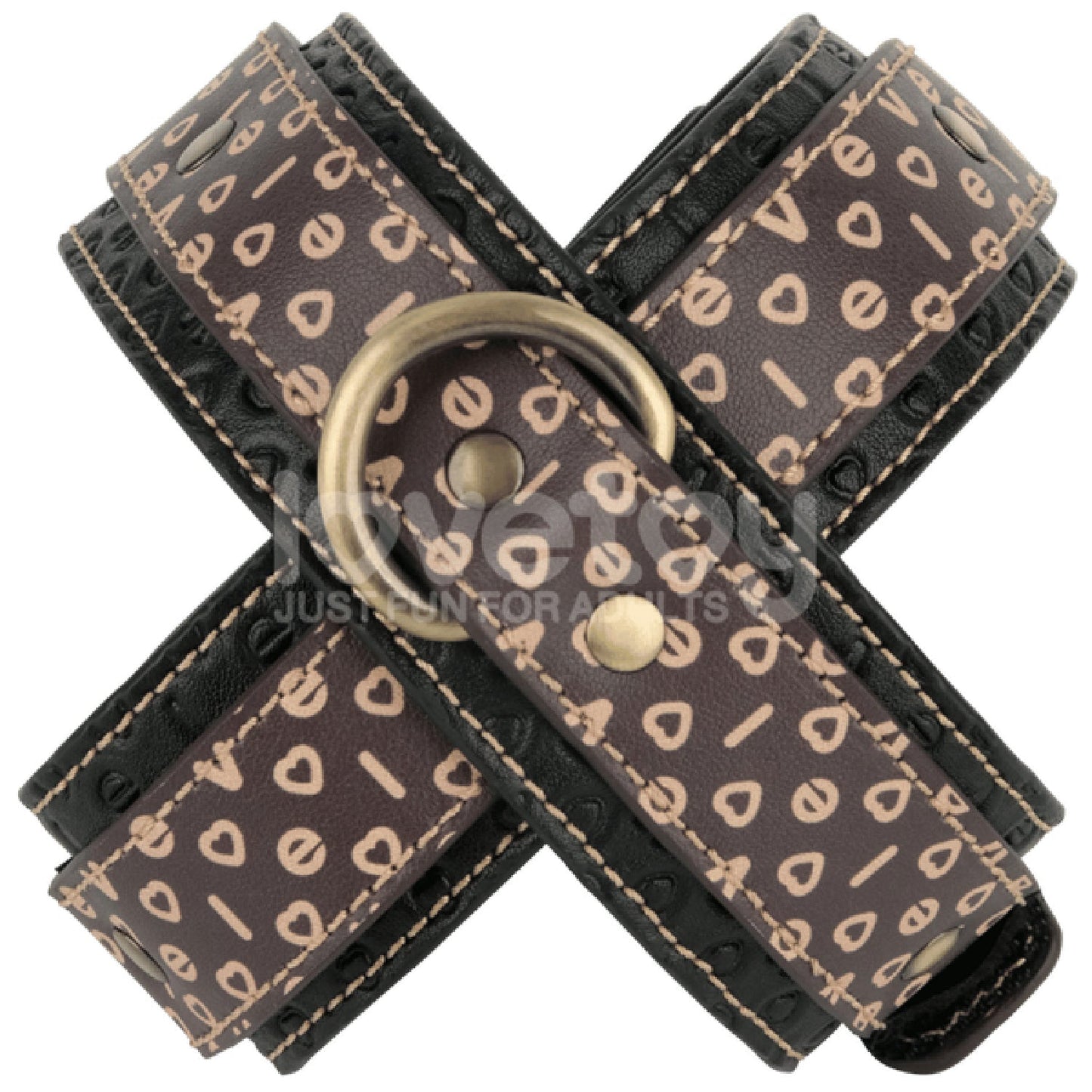 Rebellion Reign Crossed Handcuffs – Premium PU Wrist Cuffs with Velcro Closure