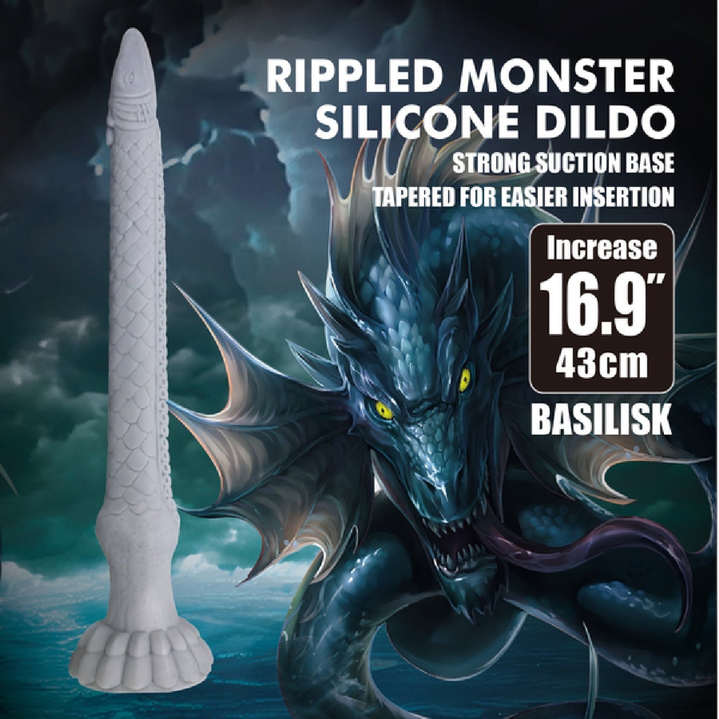 Basilisk Rippled Monster – 16.9 Inch Silicone Dildo
