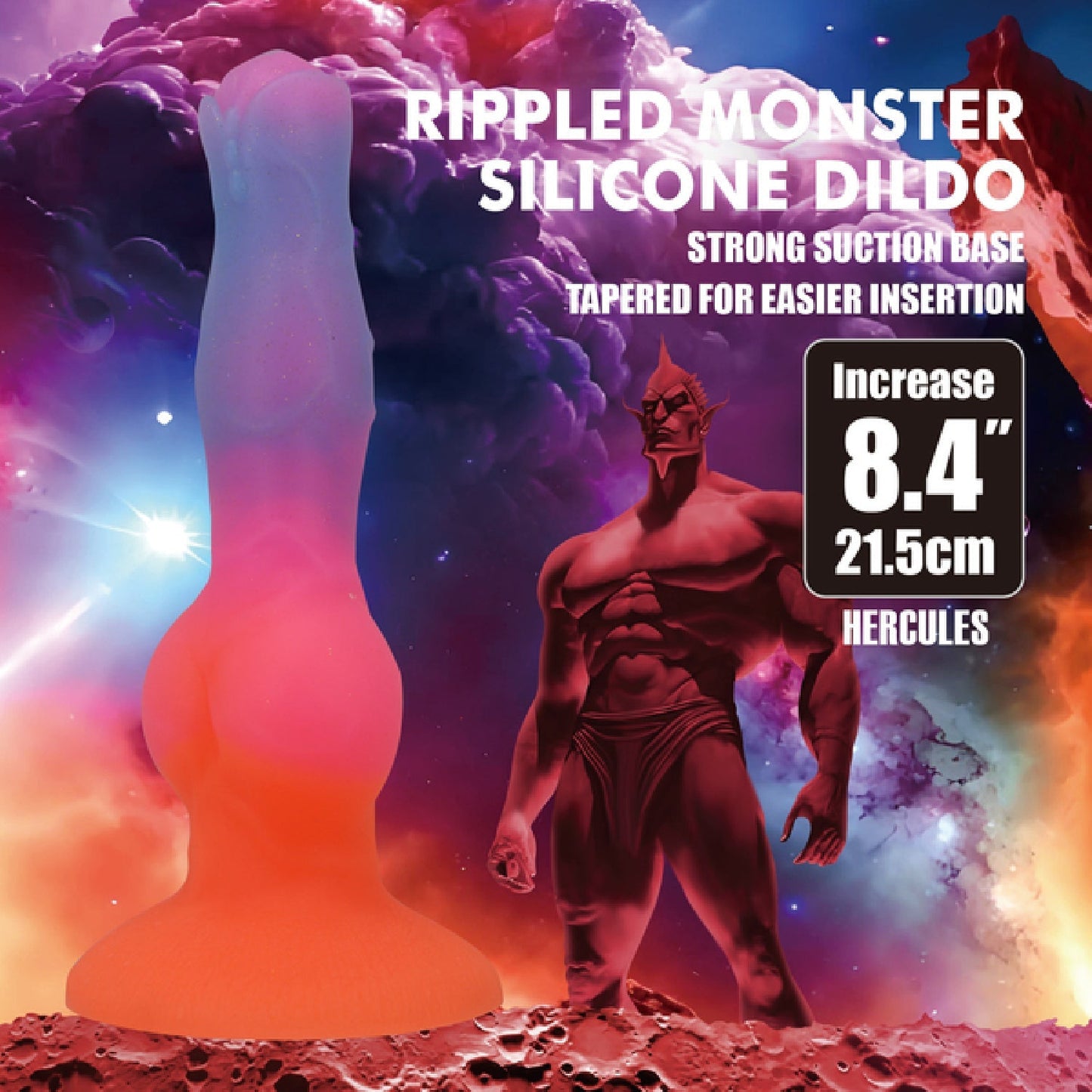 Hercules 8.4 Inch – Sculpted Silicone Vibrator with Suction Base