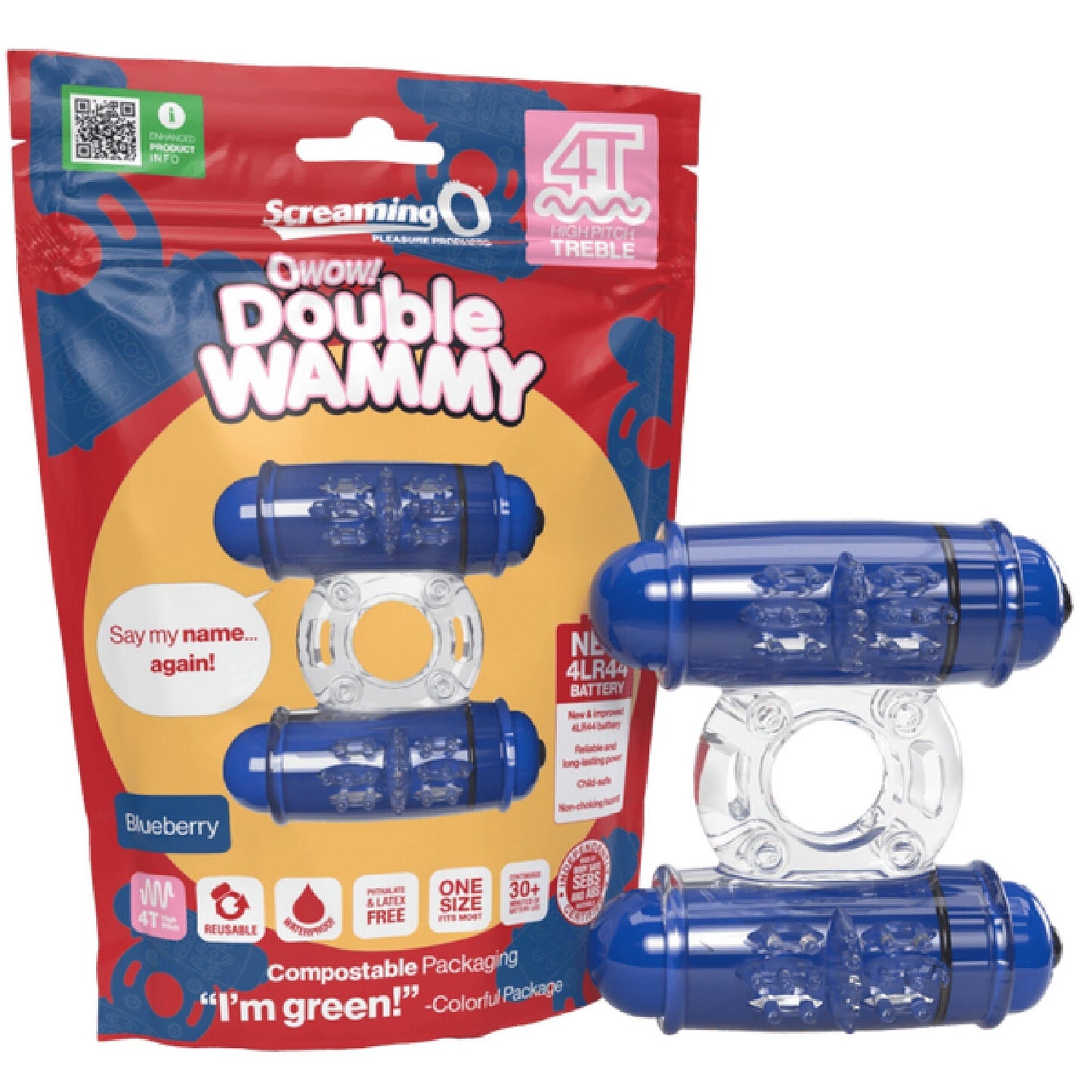Double Wammy 4T – High Pitch Treble Vibrating Cock Ring with 5 Speeds and Pulse Pattern