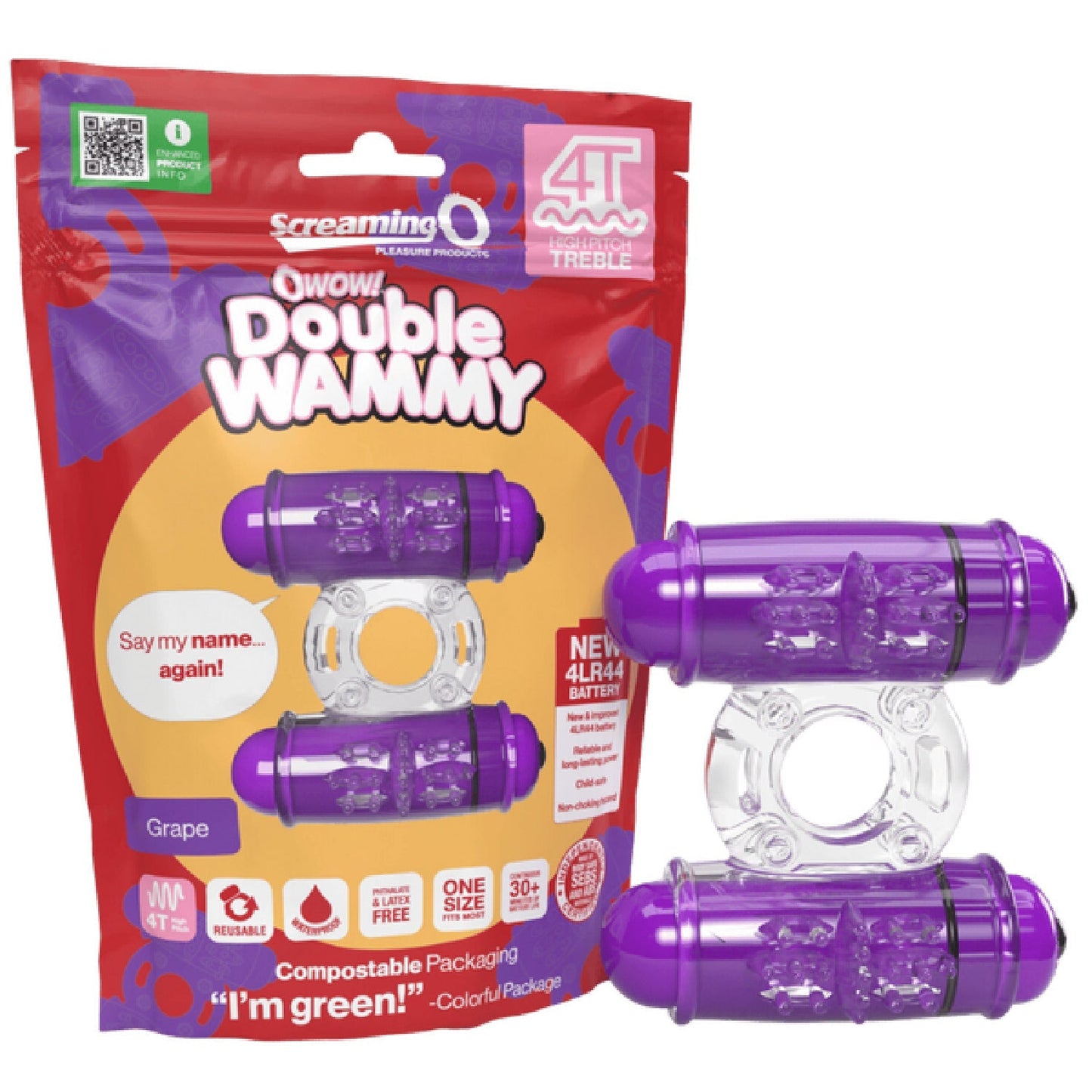 Double Wammy 4T – High Pitch Treble Vibrating Cock Ring with 5 Speeds and Pulse Pattern