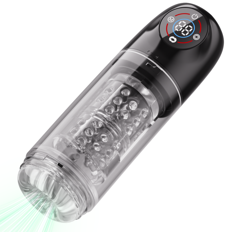 Poseidon - 7 Sucking Rotating Licking Male Stroker Bath Masturbator Black Masturbation Cup
