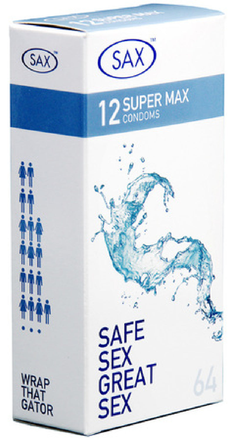 Sax Super Max Fit 12 Pack – 64mm Latex Condoms Pack of 12
