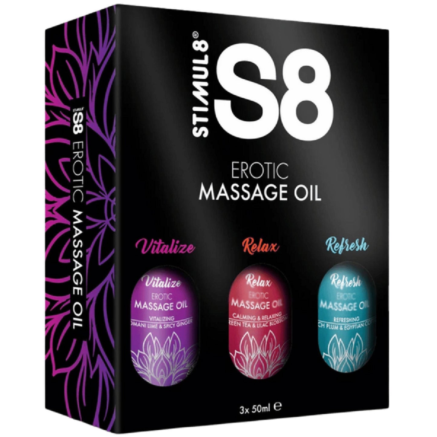 S8 Massage Oil Set – Blend of Jojoba, Almond, and Sesame Oils (3 x 50 ml) Massage Oil