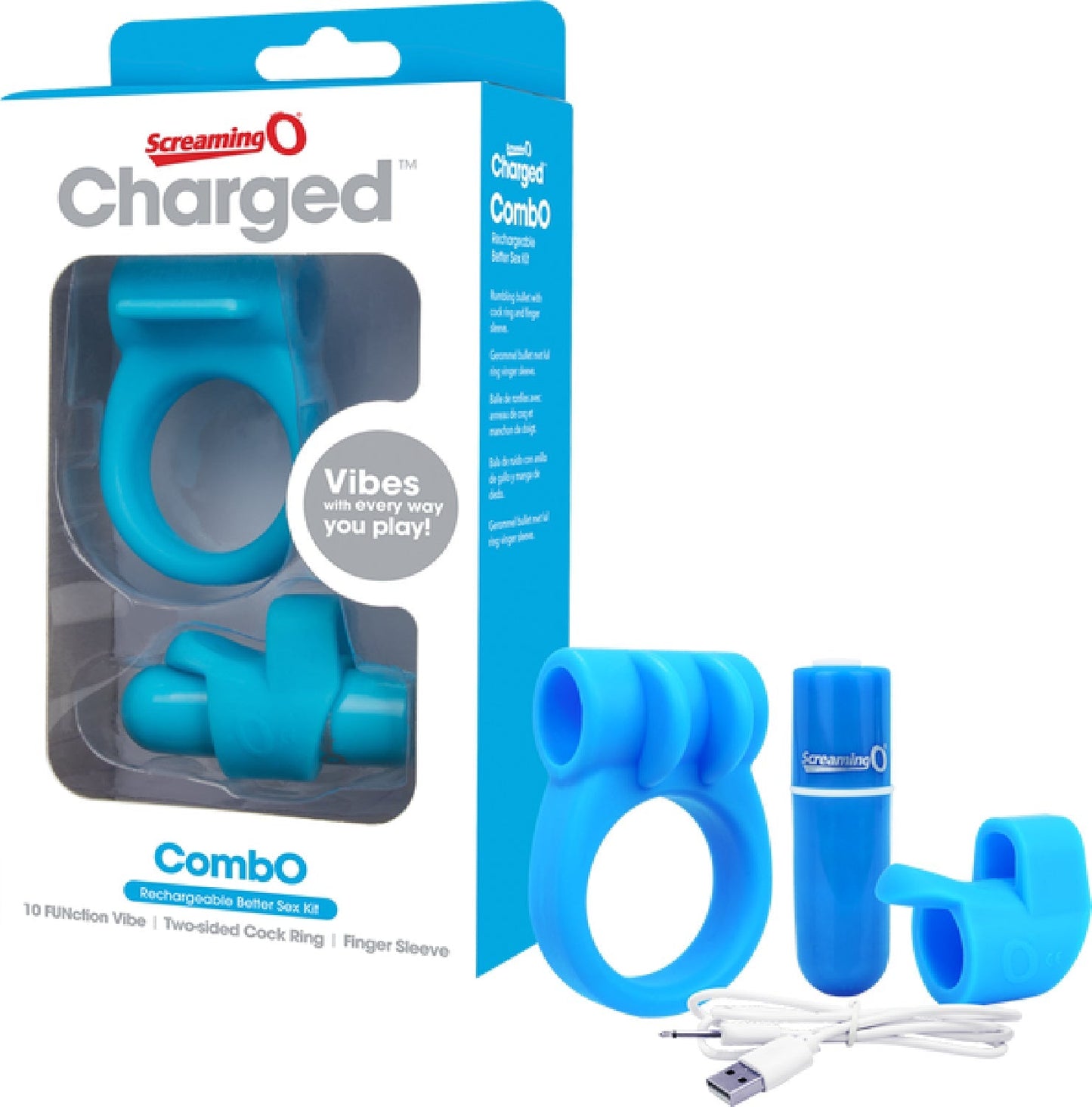 Charged Combo Kit 1 – Body-Safe Silicone Cock Ring and Fingertip Sleeve Kit