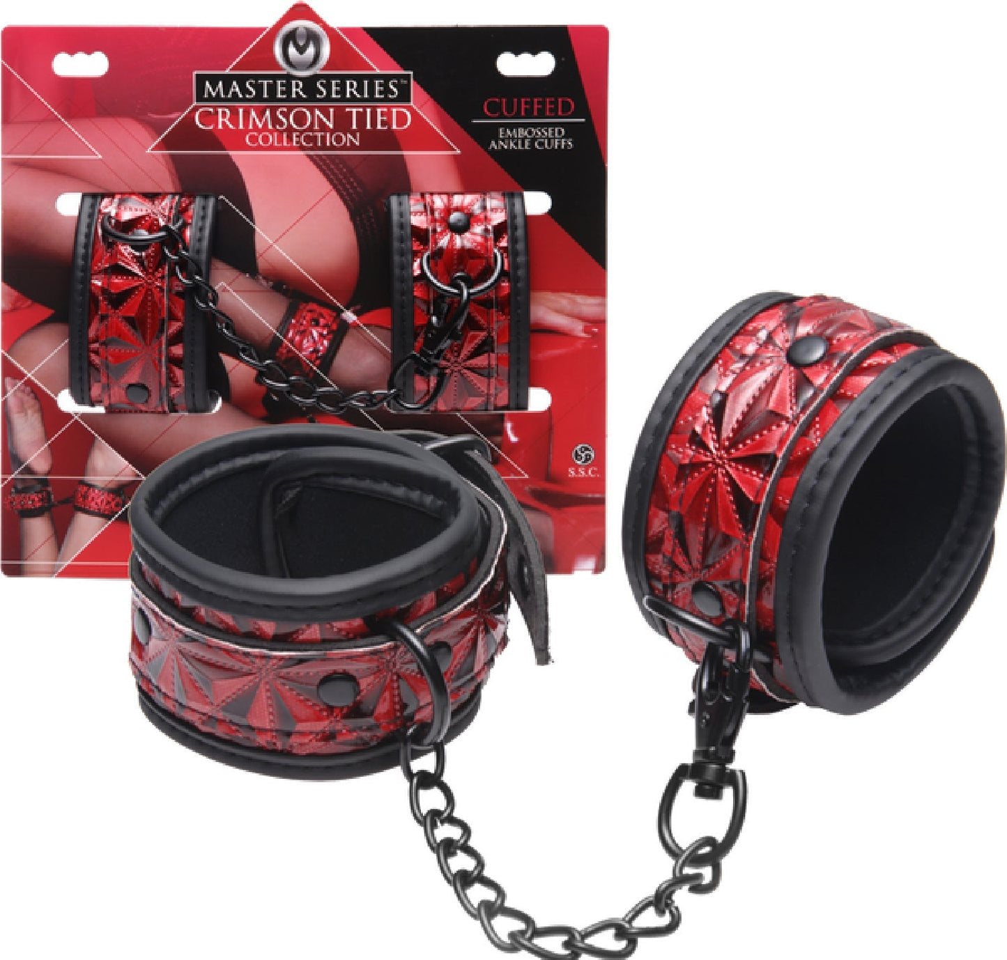 Crimson Tied Embossed Ankle Cuffs – Adjustable Bondage Accessories