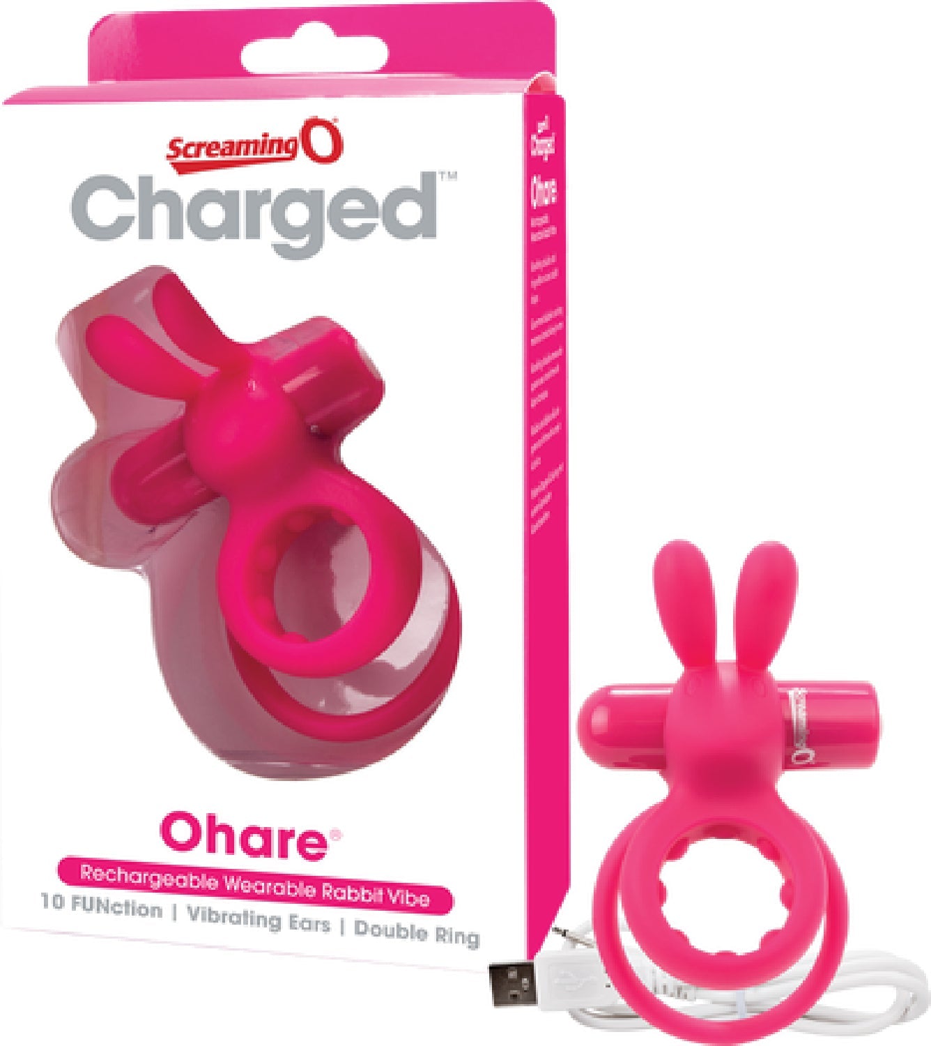 Charged Ohare – Rechargeable Double Cock Ring Rabbit Vibrator