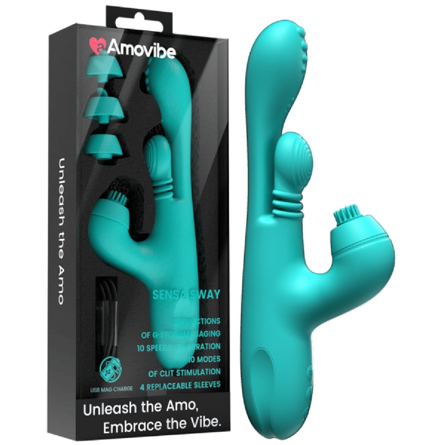 Sensa Sway – 10-Function G-Spot and Clitoral Vibrator with Replacement Sleeves
