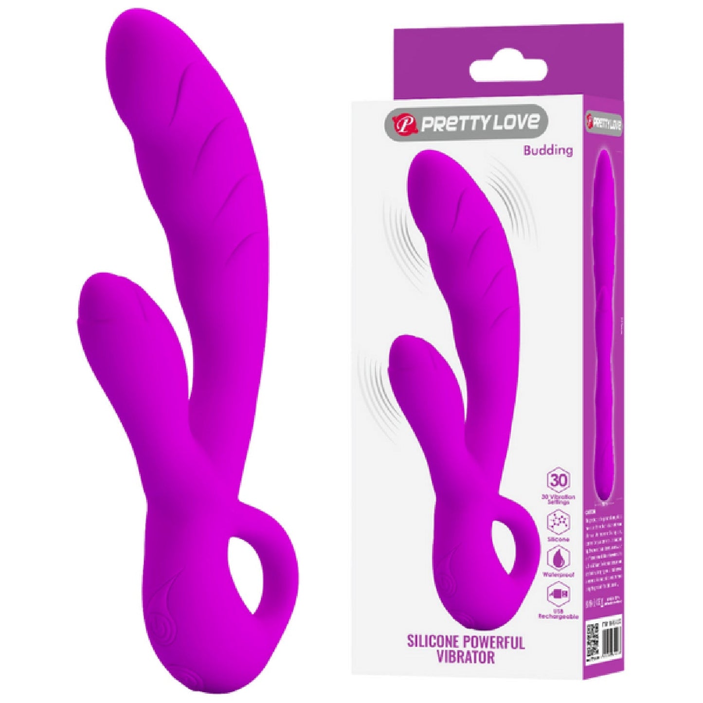 Pretty Love Budding – Silicone Powerful Vibrator with Rabbit Clitoral Stimulator