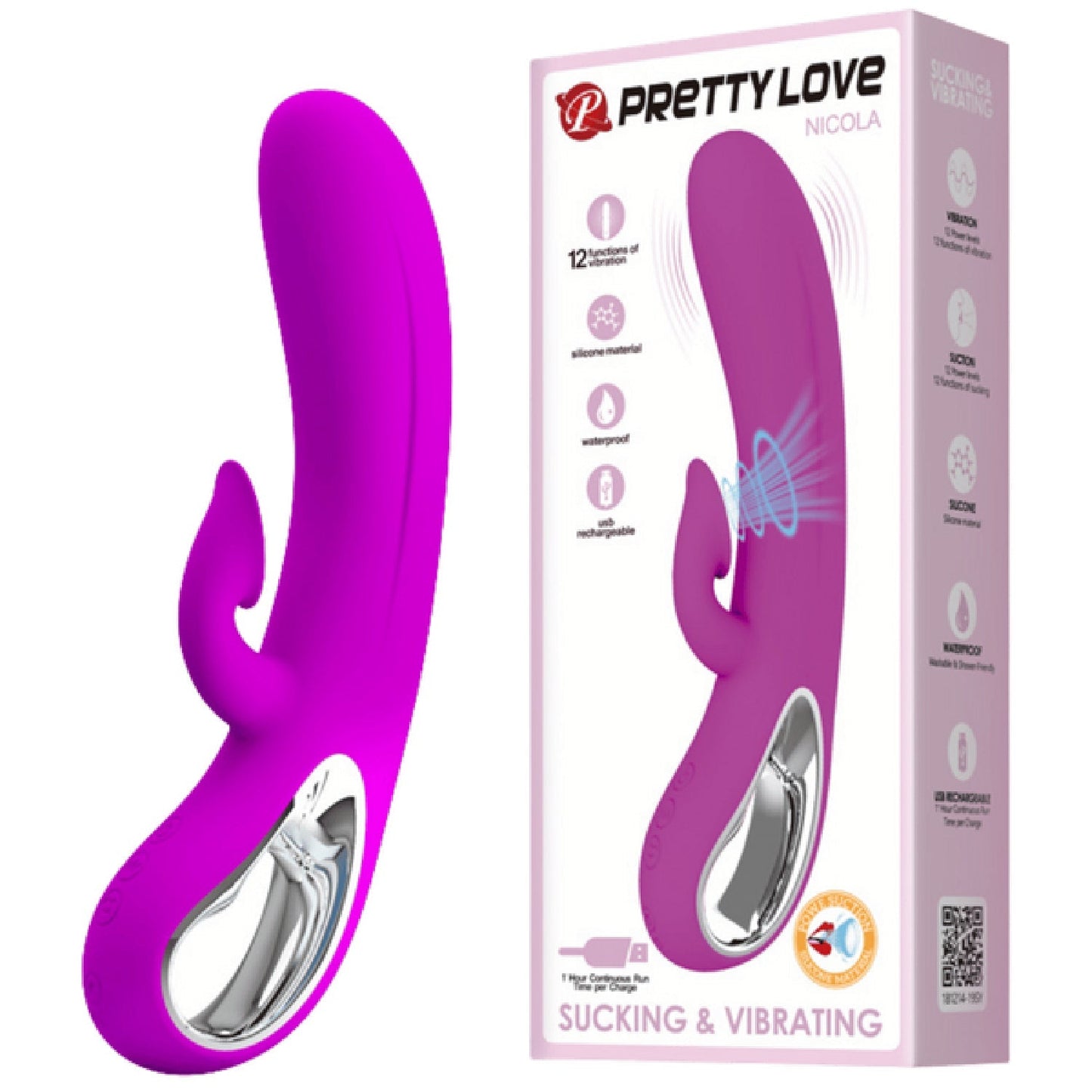 Nicola Rechargeable – Silicone 24 Function Clit Suction Rabbit Vibrator