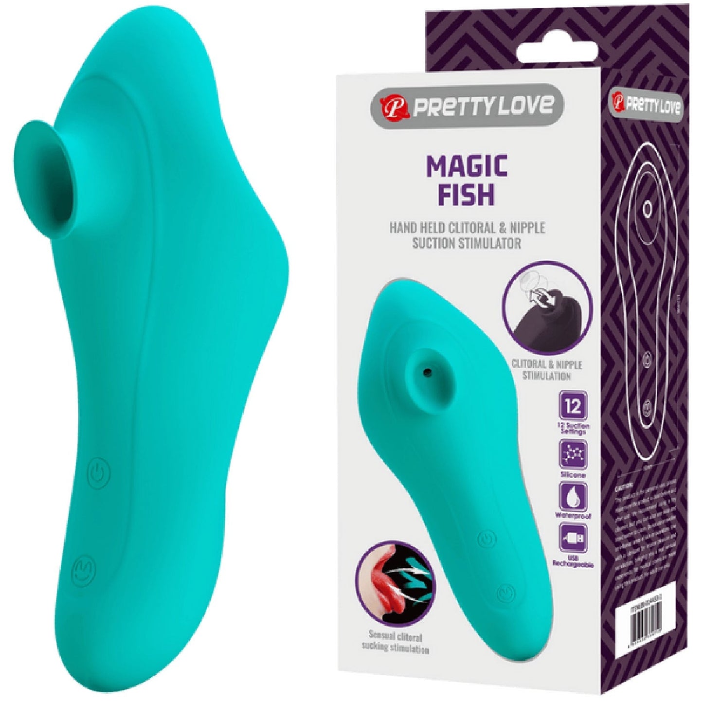 Pretty Love Magic Fish – Rechargeable Silicone 12 Function Clitoral Suction Stimulator