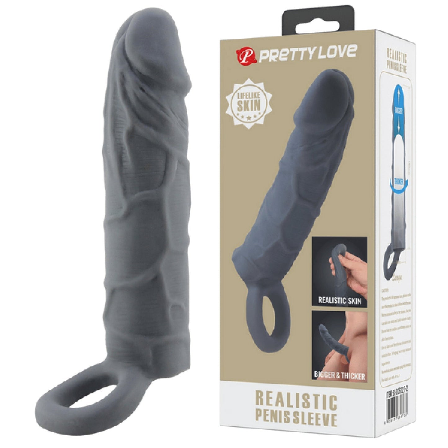 Realistic Spearhead Veiny Penis Sleeve – Enlargement Sleeve with Strap