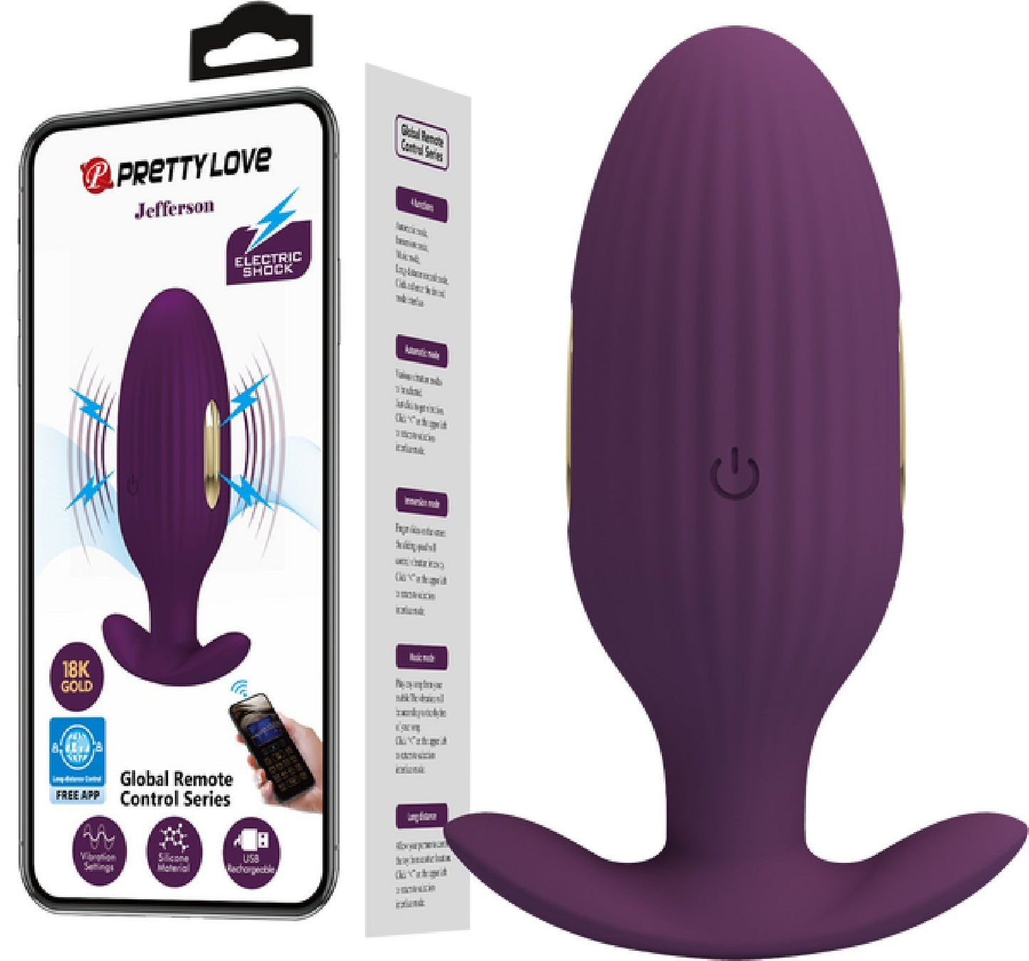 App Control Jefferson – App-Controlled E-Stim Butt Plug