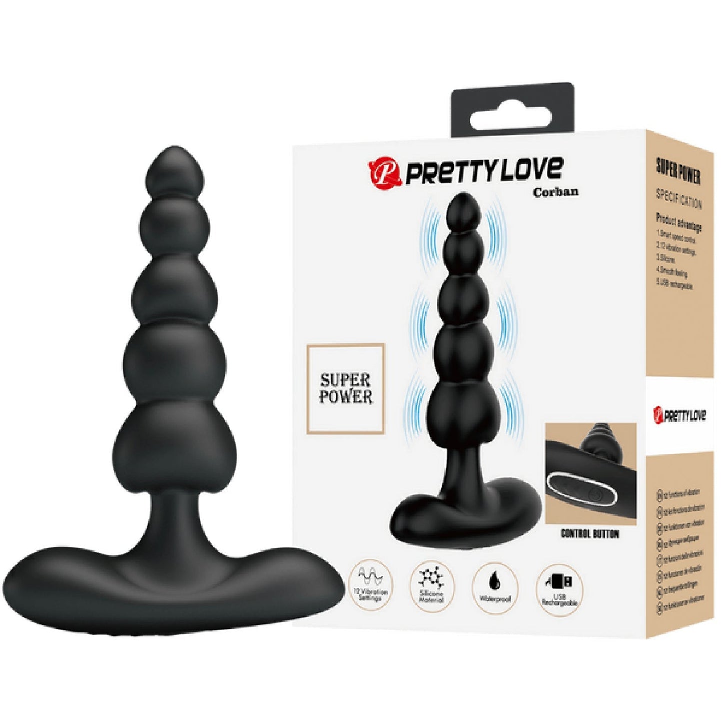 Corban Rechargeable Butt Plug – Flexible Graduated Anal Beads Sex Toy