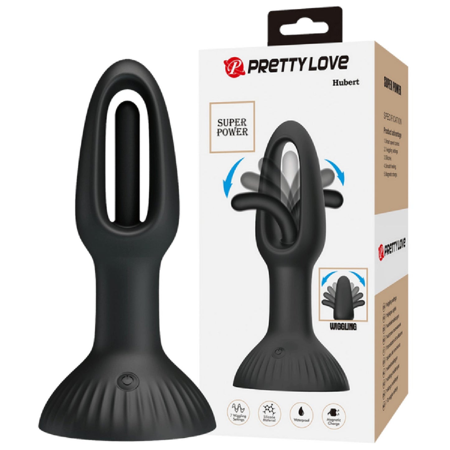 Hubert Vibrating Wiggling Butt Plug – Silicone Anal Probe with Seven Settings